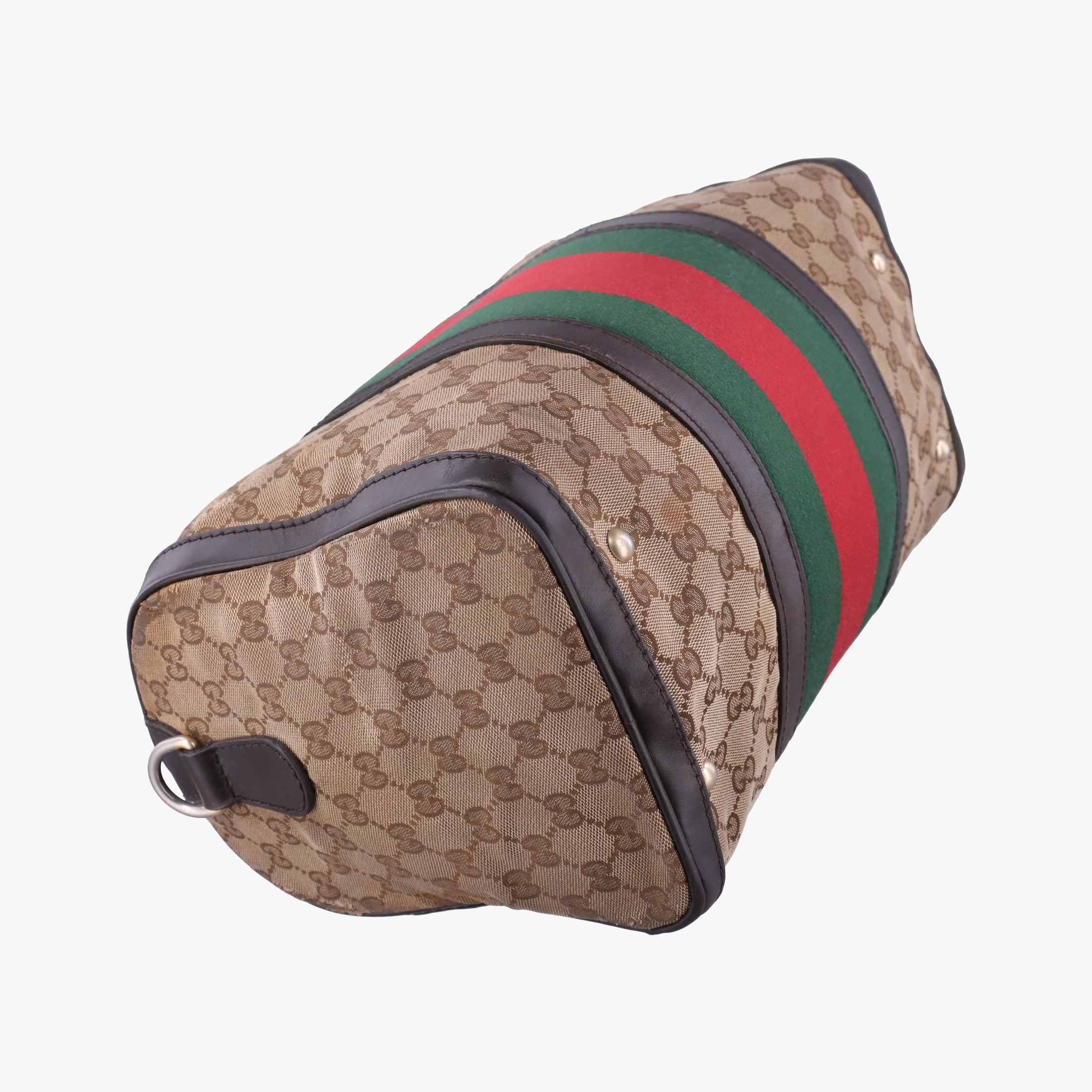 Pre-owned Gucci Sherry Line Beige×green×red canvas×leather 247205 shoulderbag | stylenewstar