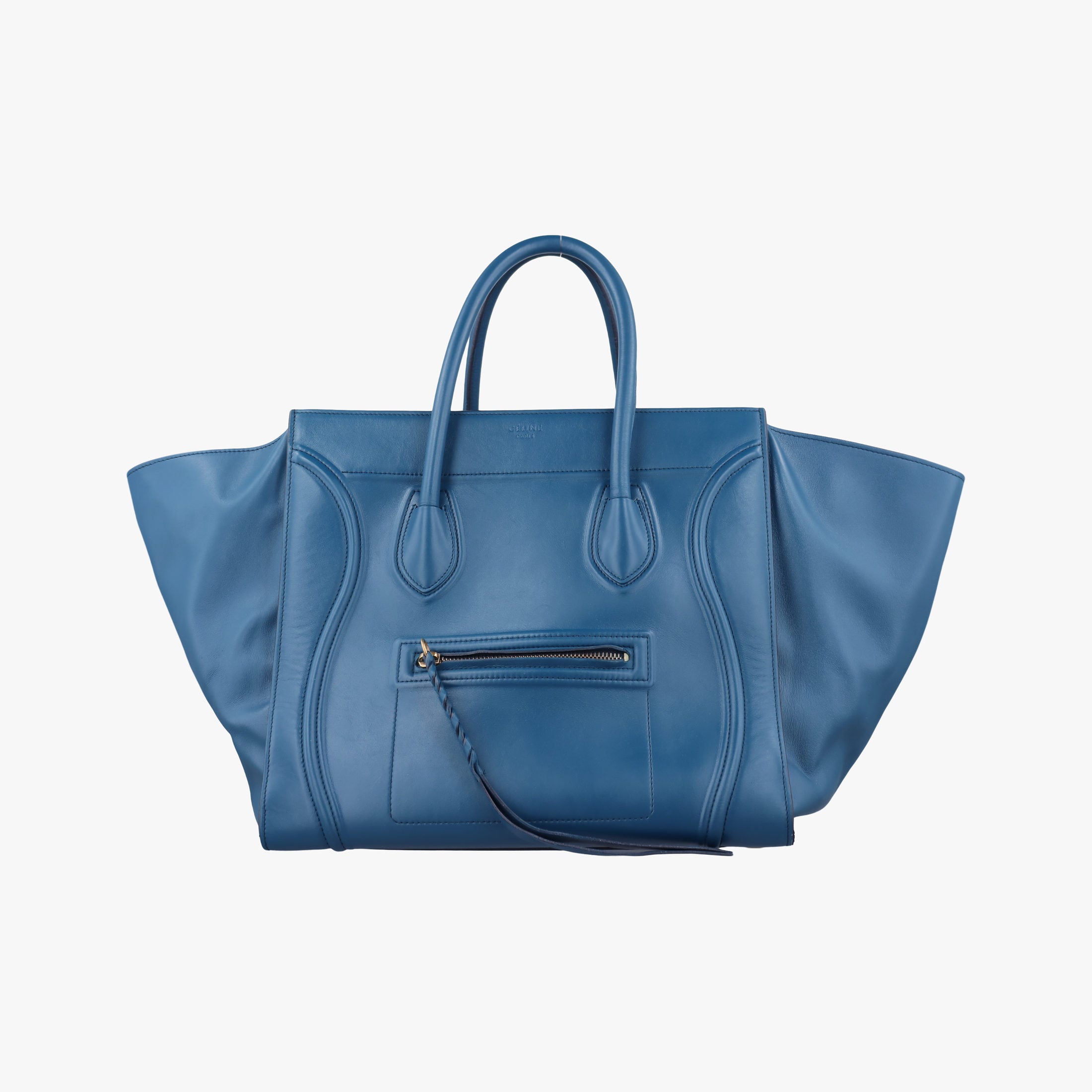 Pre-owned Celine Luggage Square Phantom Blue Leather  handbag | stylenewstar