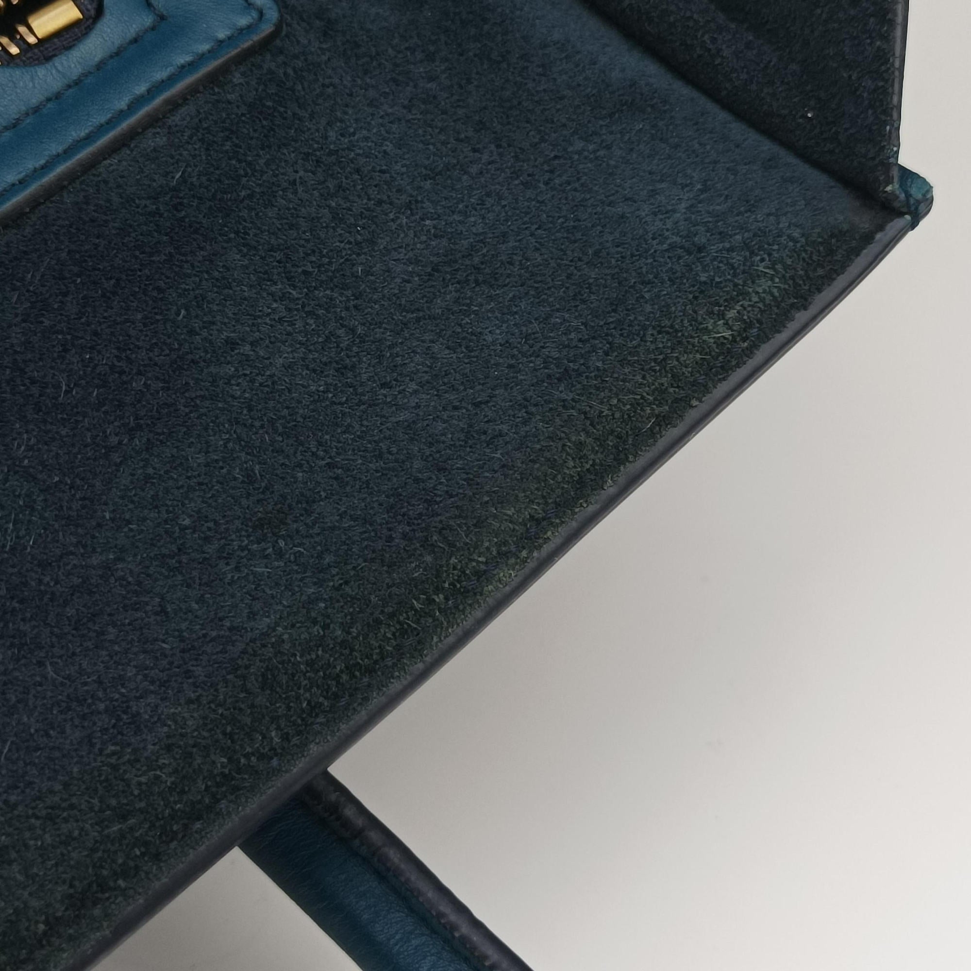 Pre-owned Celine Luggage Square Phantom Blue Leather  handbag | stylenewstar
