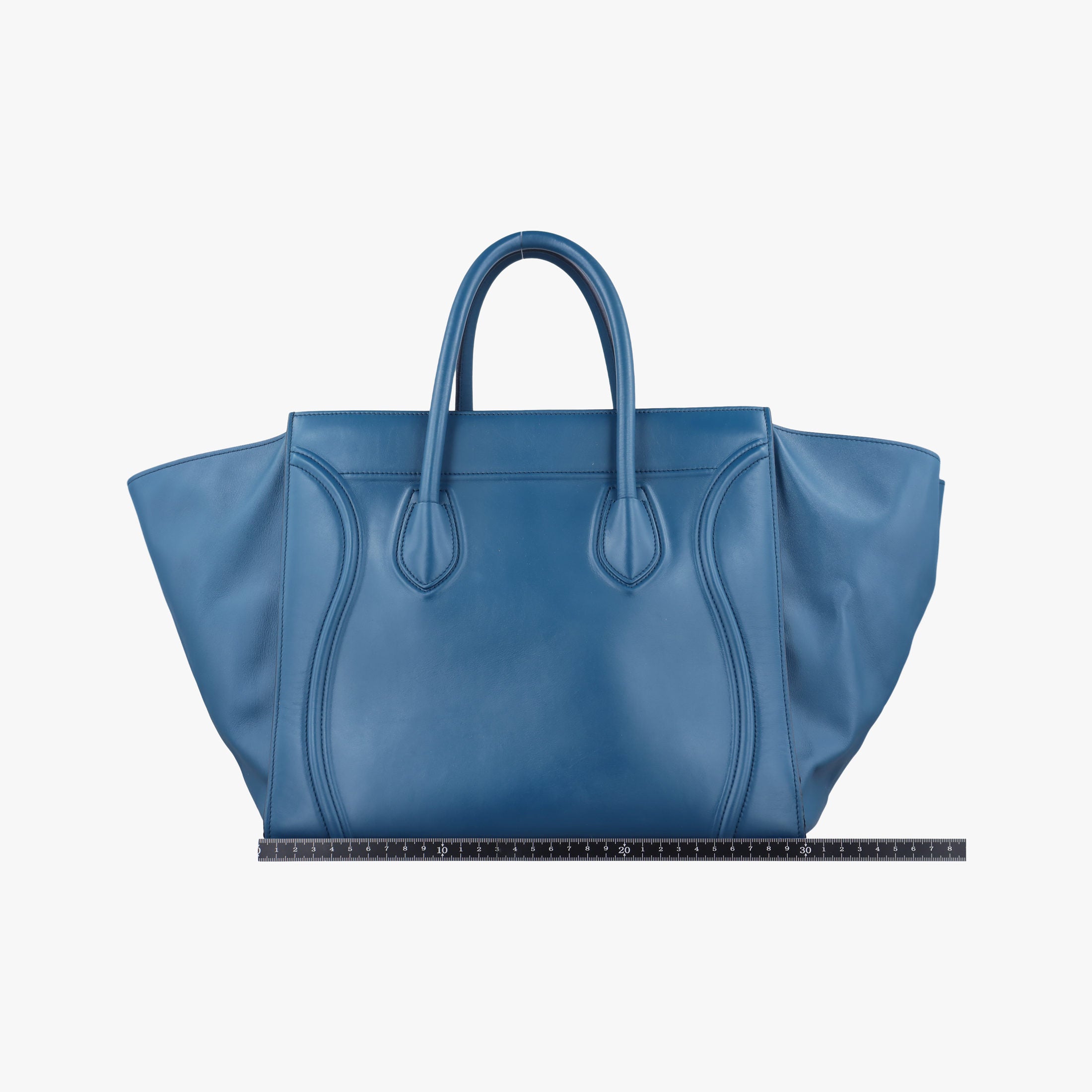 Pre-owned Celine Luggage Square Phantom Blue Leather  handbag | stylenewstar