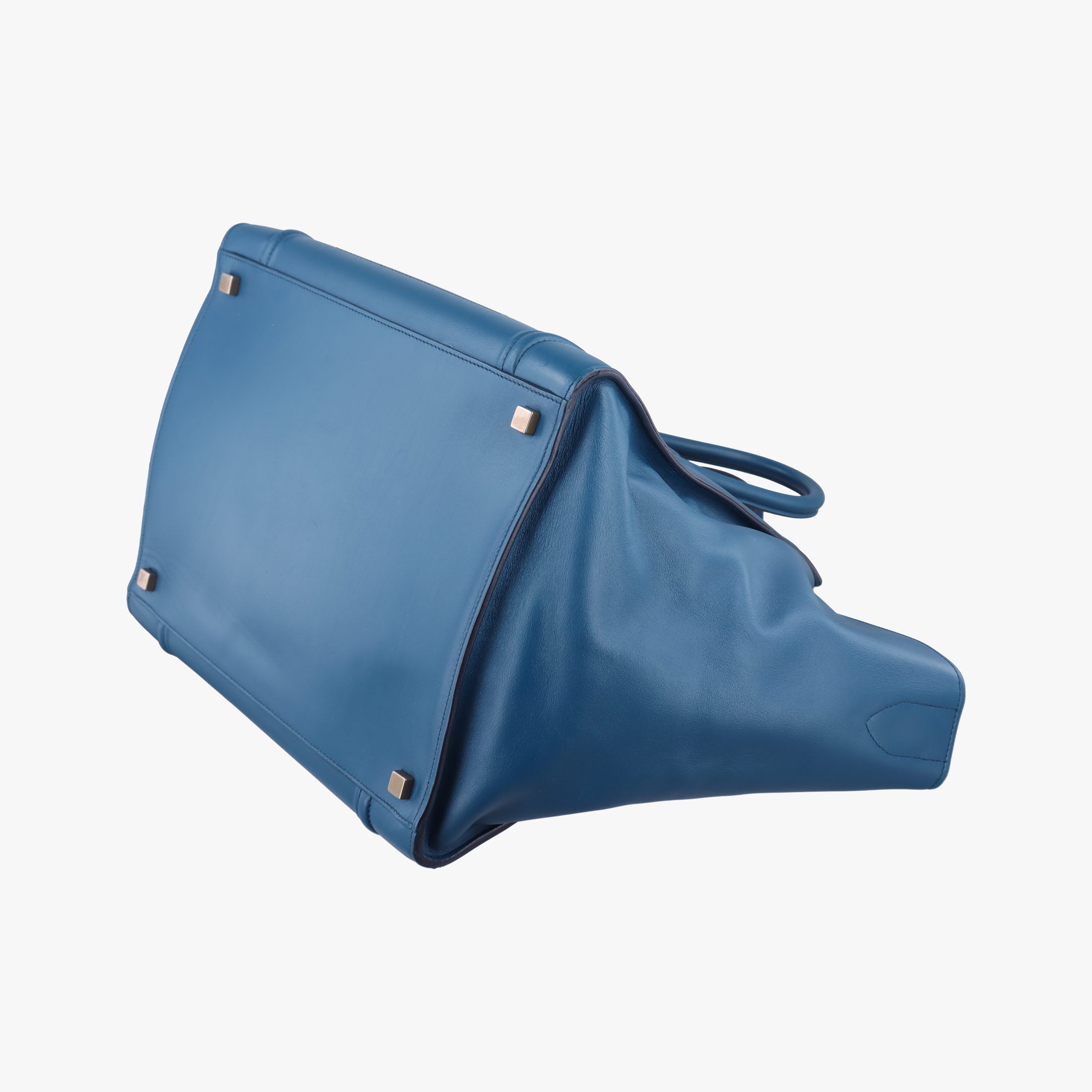 Pre-owned Celine Luggage Square Phantom Blue Leather  handbag | stylenewstar