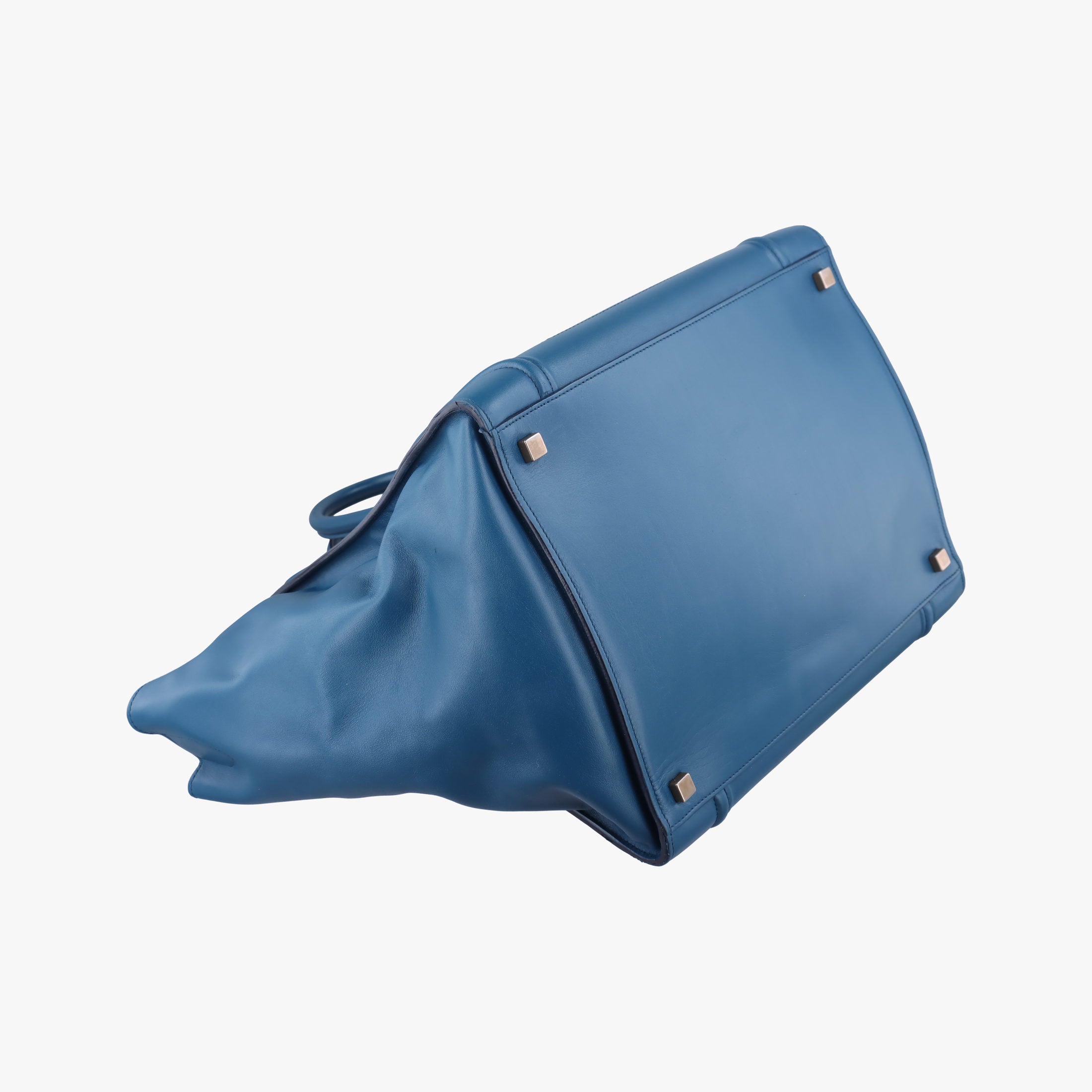 Pre-owned Celine Luggage Square Phantom Blue Leather  handbag | stylenewstar