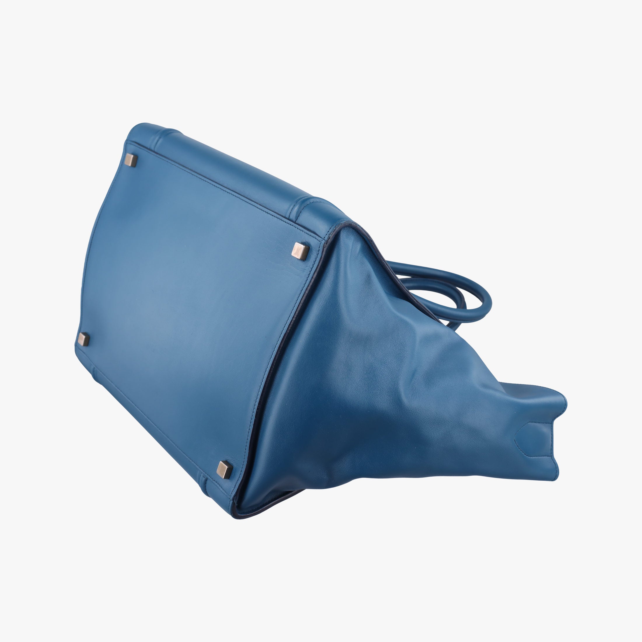Pre-owned Celine Luggage Square Phantom Blue Leather  handbag | stylenewstar