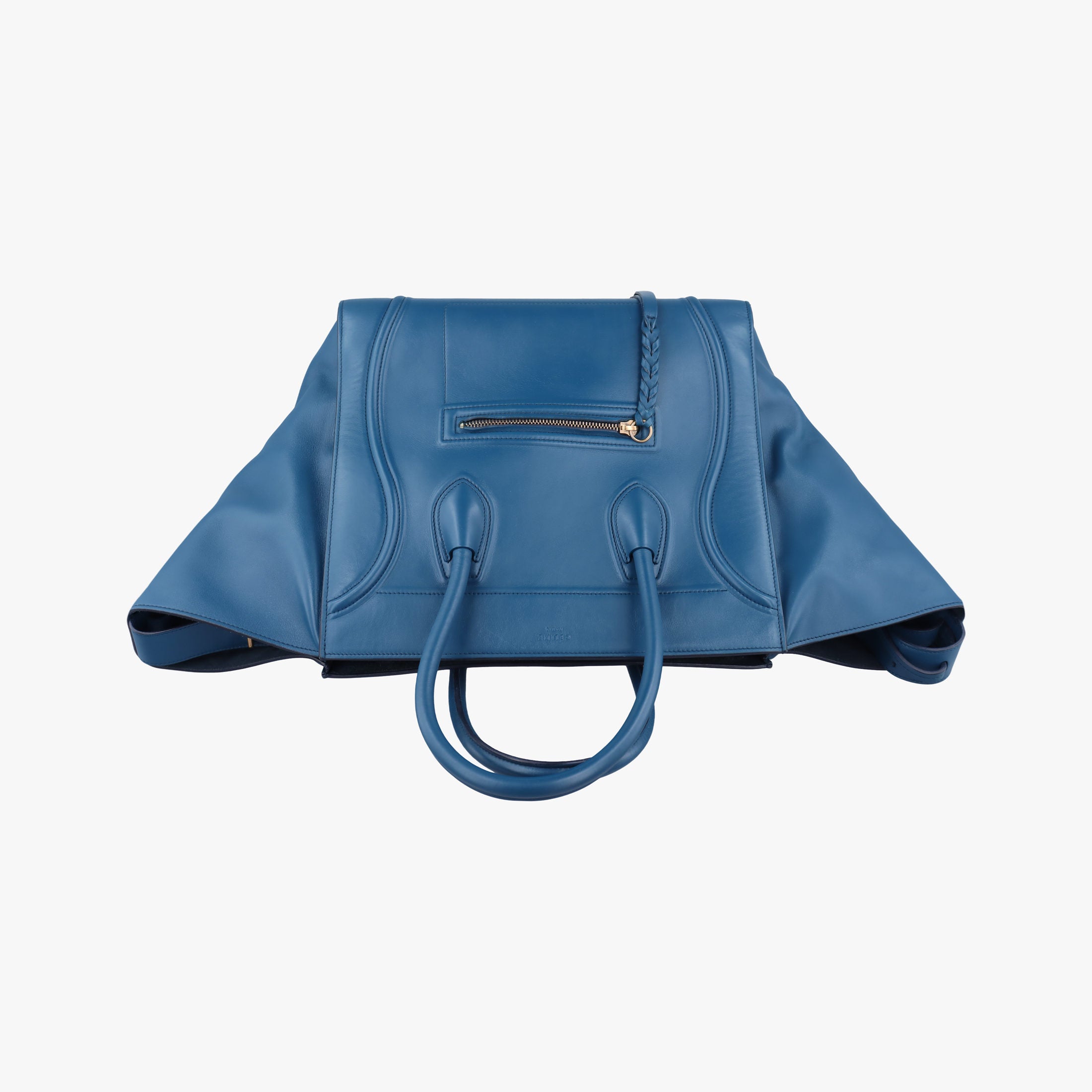 Pre-owned Celine Luggage Square Phantom Blue Leather  handbag | stylenewstar