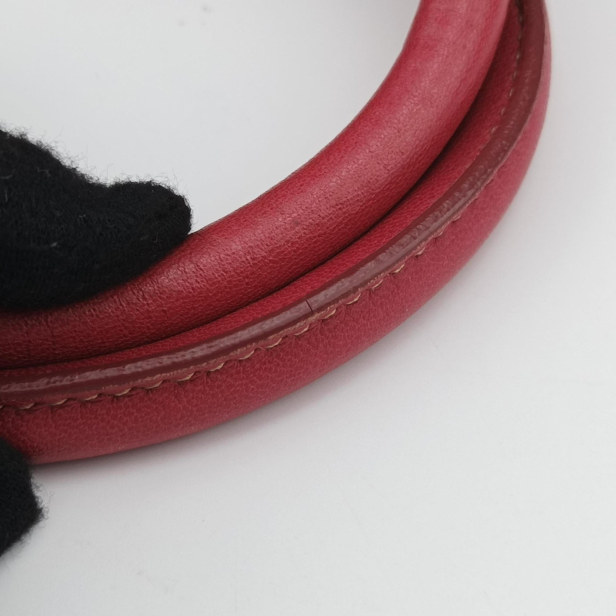 Vintage Prada ribbon gather Red Leather BN1631 shoulderbag | stylenewstar