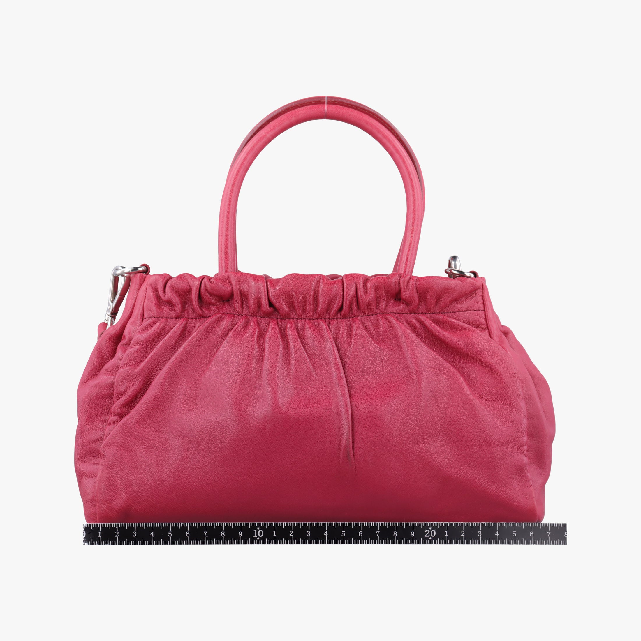 Vintage Prada ribbon gather Red Leather BN1631 shoulderbag | stylenewstar