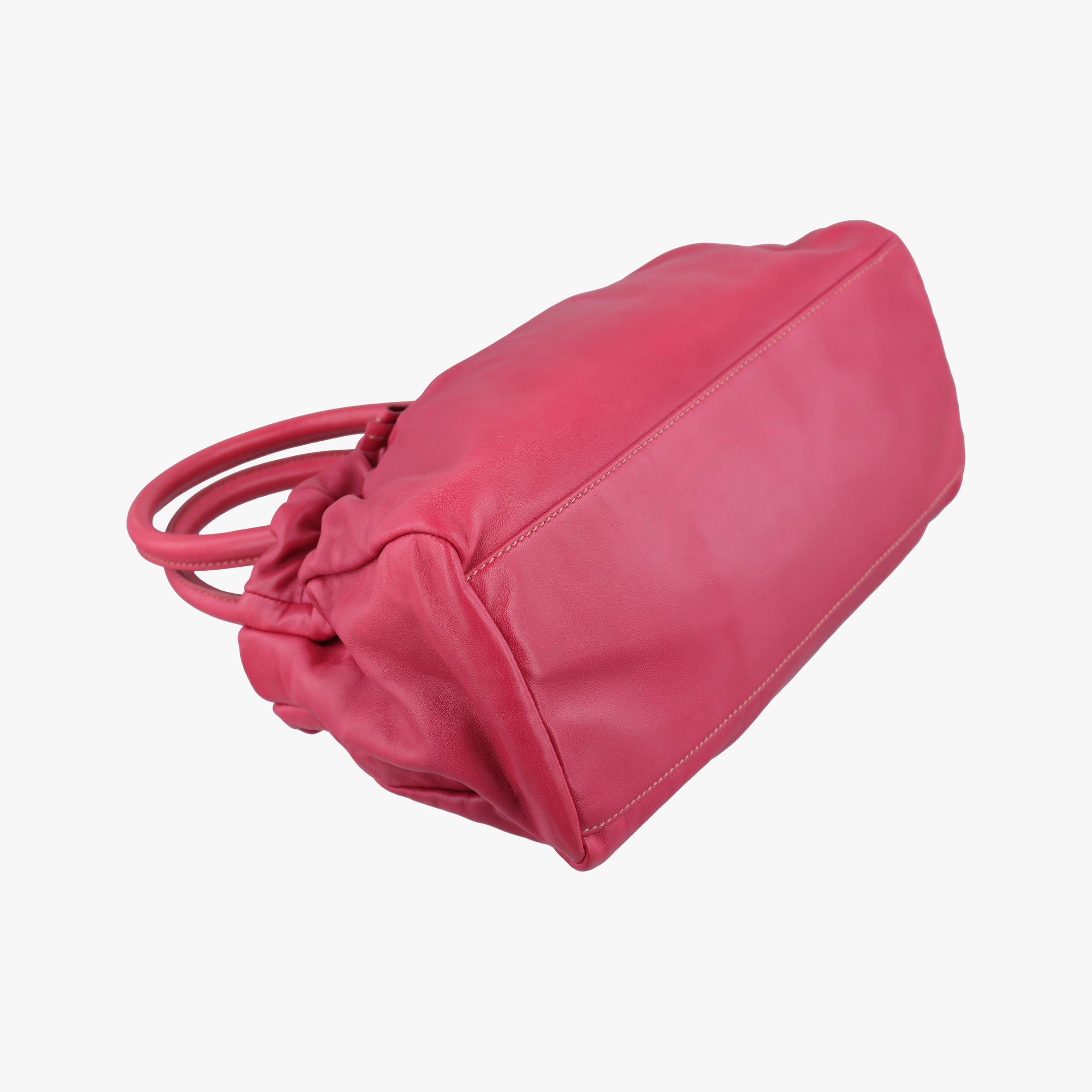 Vintage Prada ribbon gather Red Leather BN1631 shoulderbag | stylenewstar