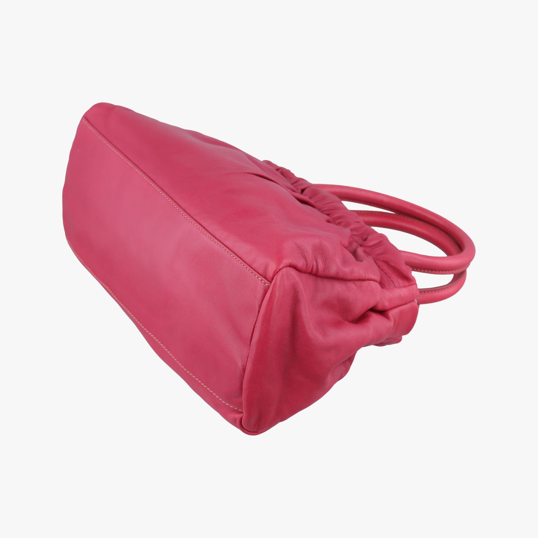 Vintage Prada ribbon gather Red Leather BN1631 shoulderbag | stylenewstar