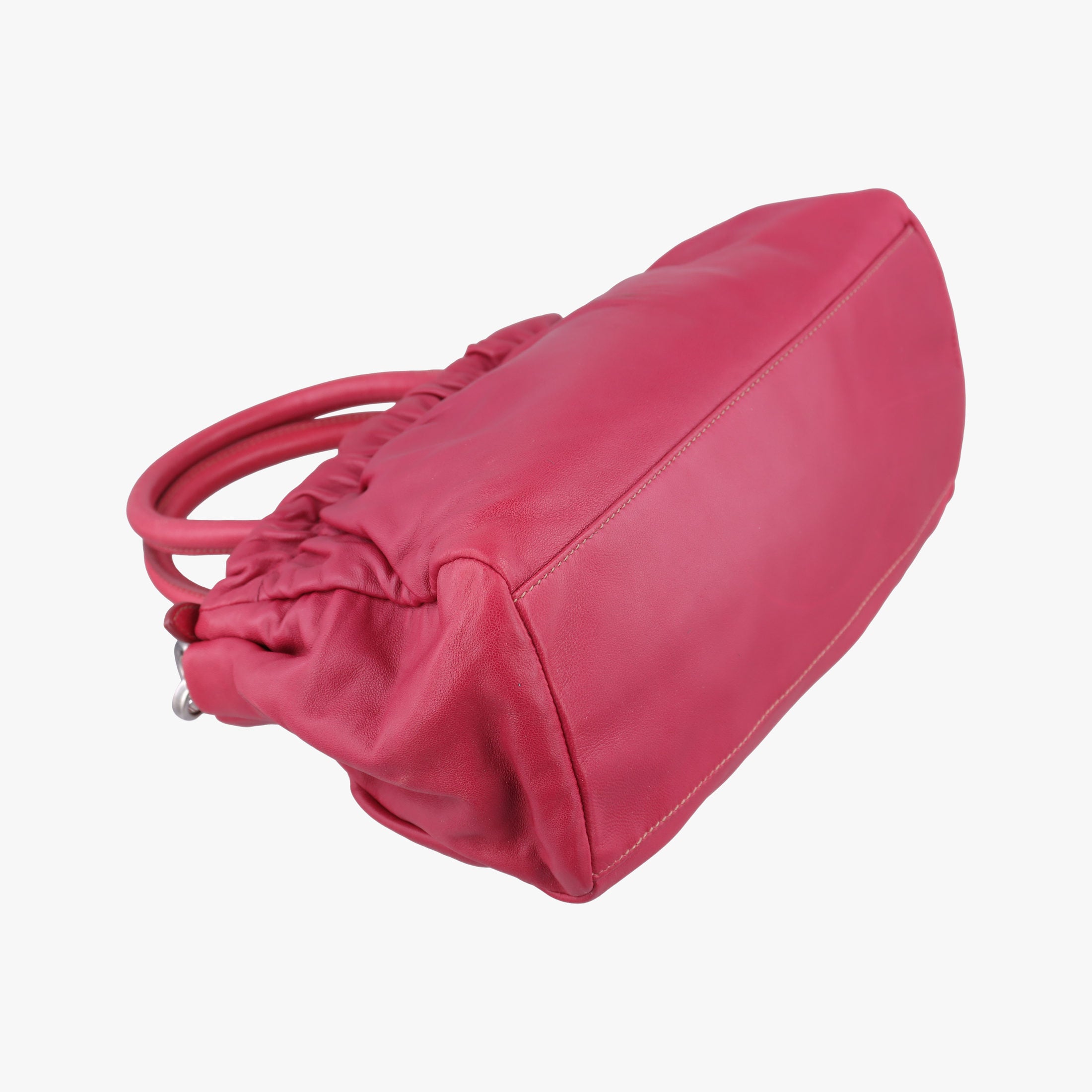 Vintage Prada ribbon gather Red Leather BN1631 shoulderbag | stylenewstar