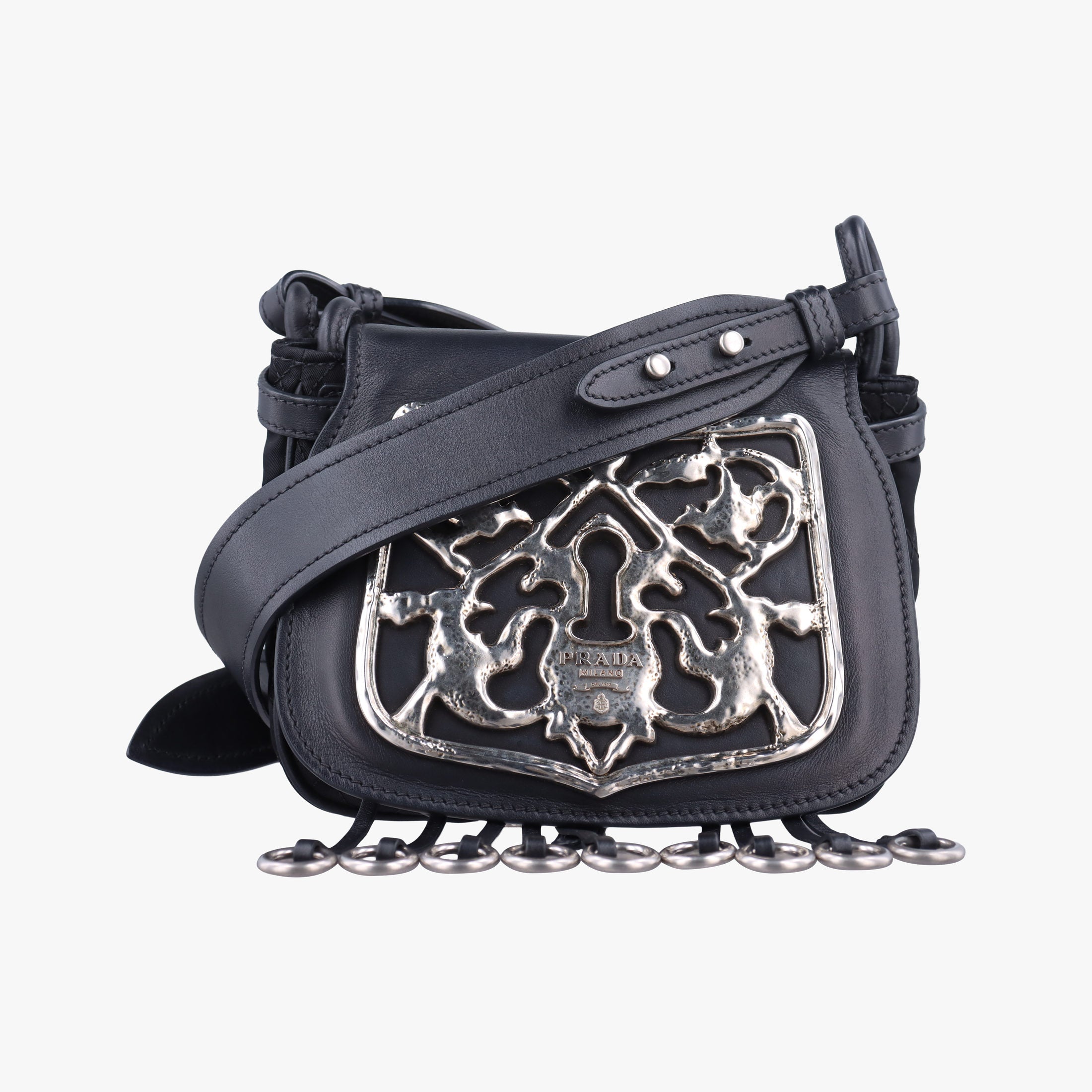 Vintage Prada Corsaire Black Leather x nylon  shoulderbag | stylenewstar