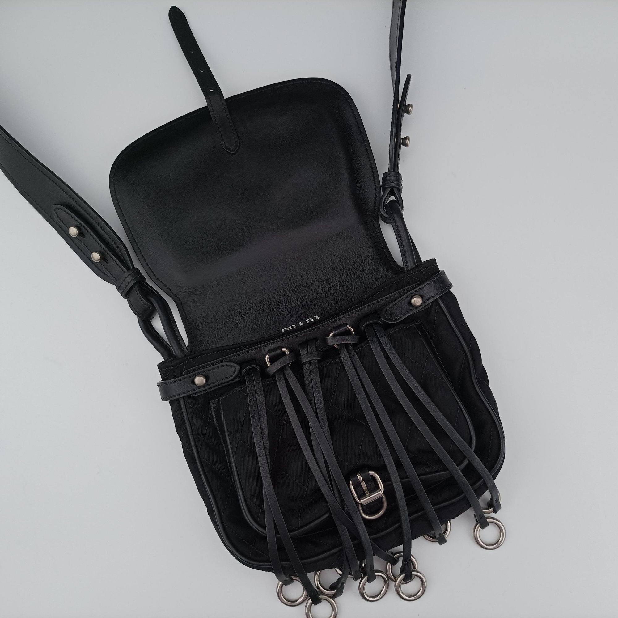 Vintage Prada Corsaire Black Leather x nylon  shoulderbag | stylenewstar