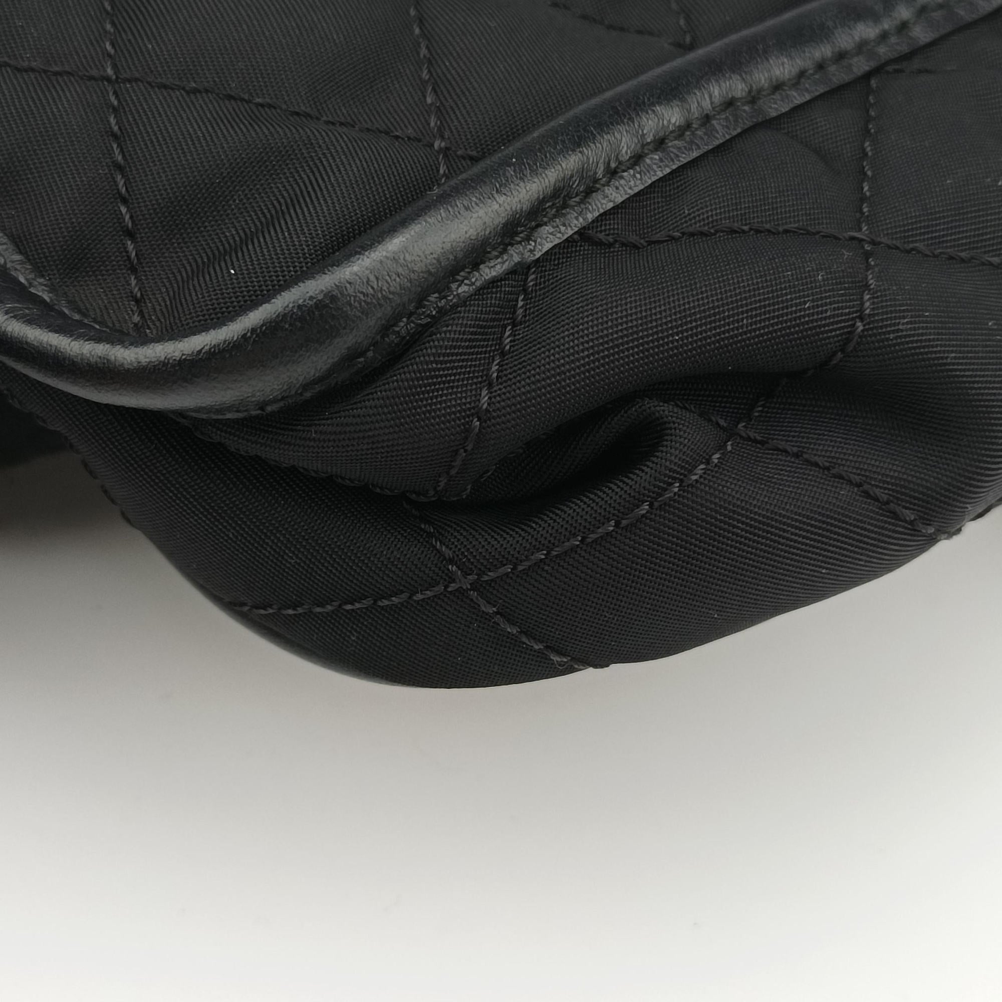 Vintage Prada Corsaire Black Leather x nylon  shoulderbag | stylenewstar