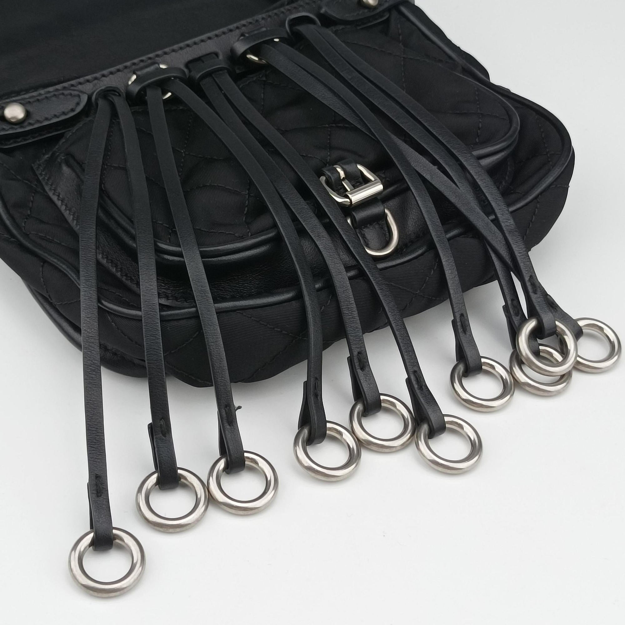 Vintage Prada Corsaire Black Leather x nylon  shoulderbag | stylenewstar