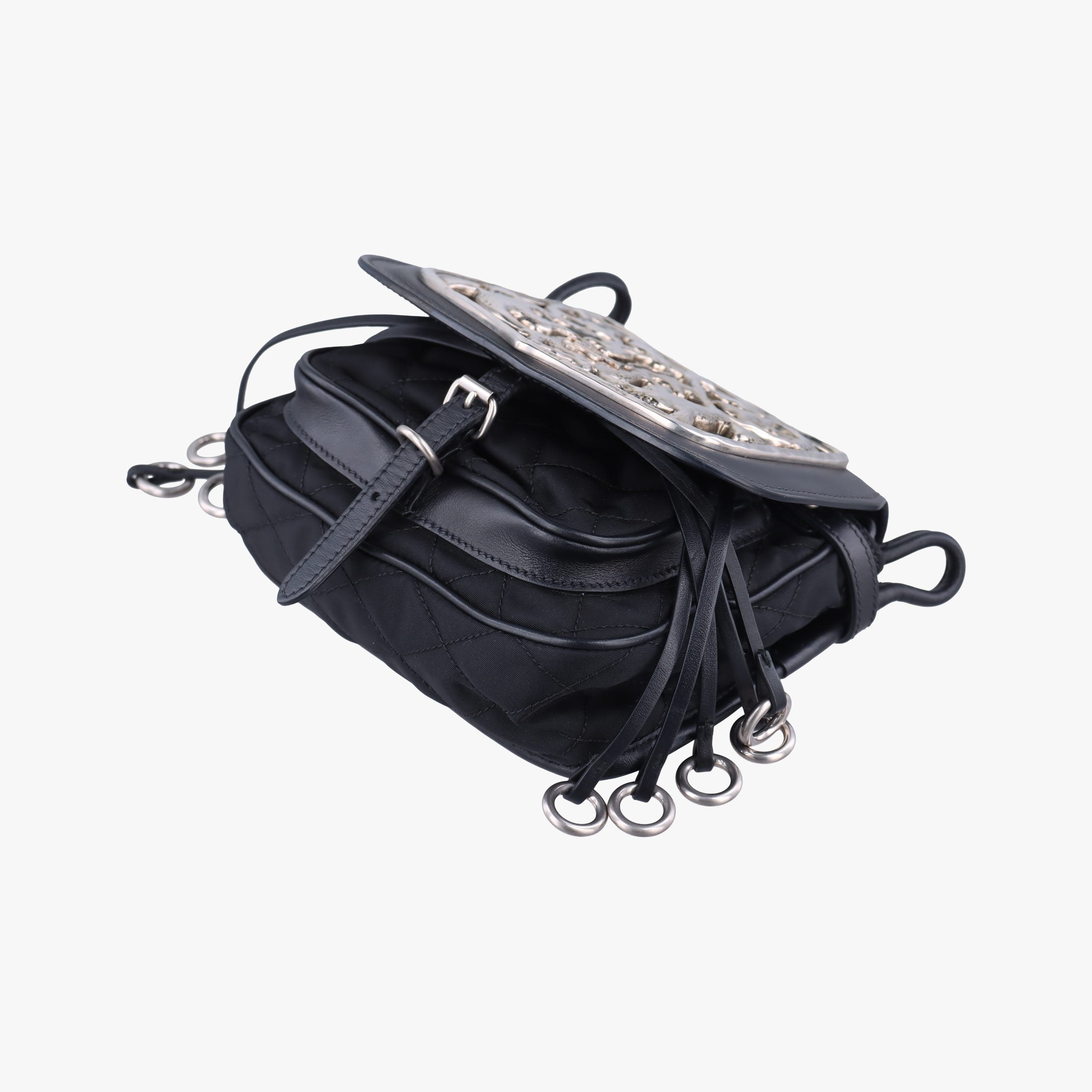 Vintage Prada Corsaire Black Leather x nylon  shoulderbag | stylenewstar