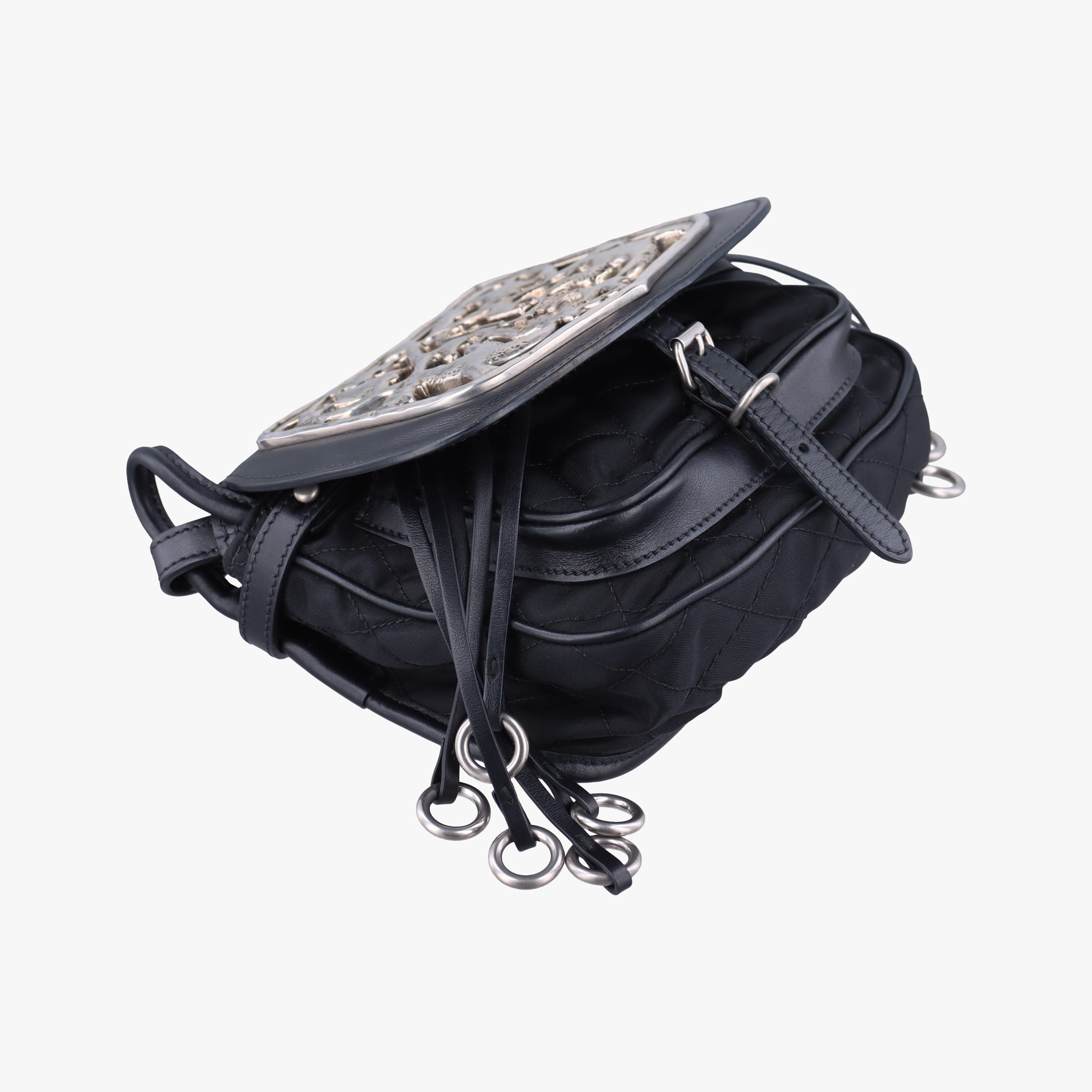 Vintage Prada Corsaire Black Leather x nylon  shoulderbag | stylenewstar