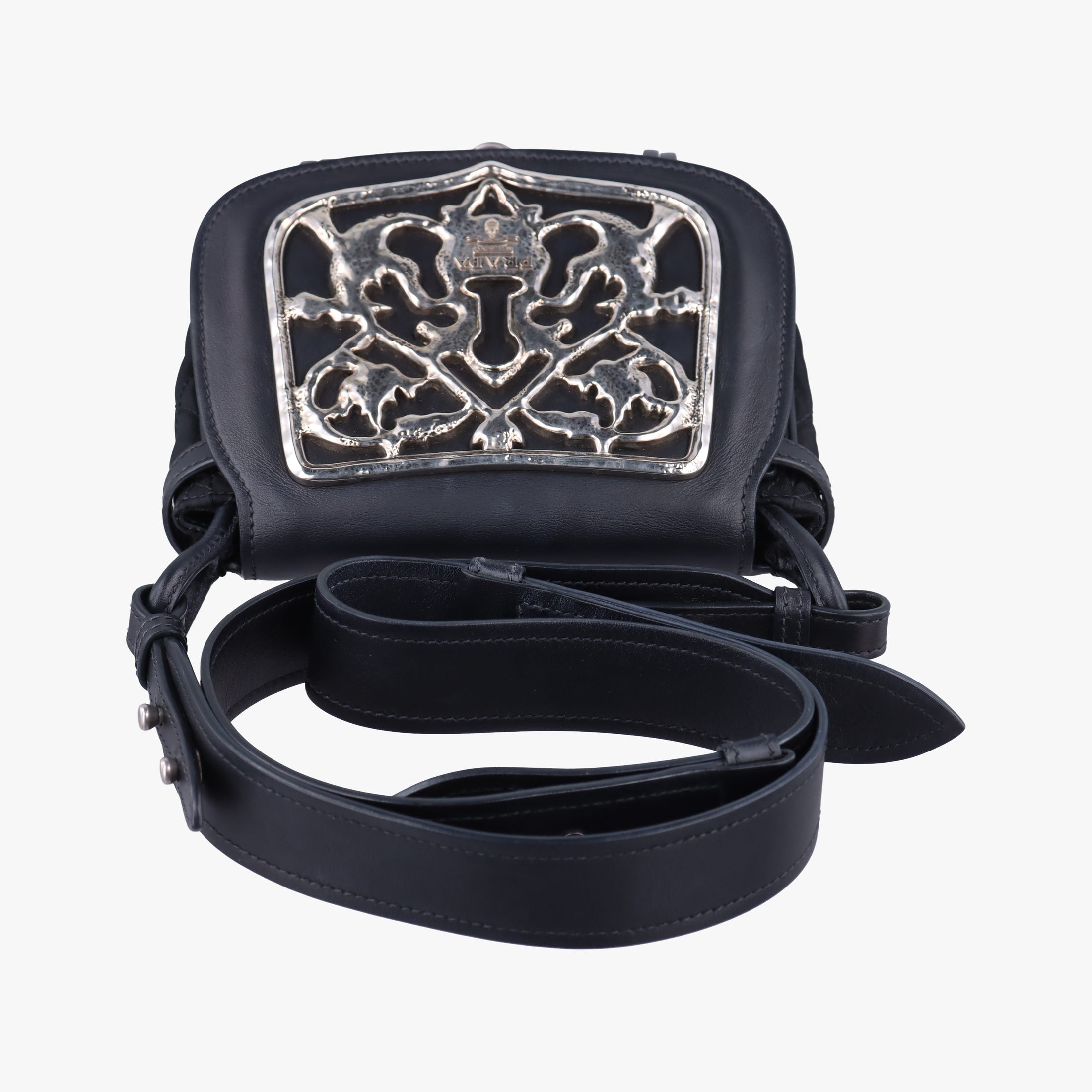 Vintage Prada Corsaire Black Leather x nylon  shoulderbag | stylenewstar