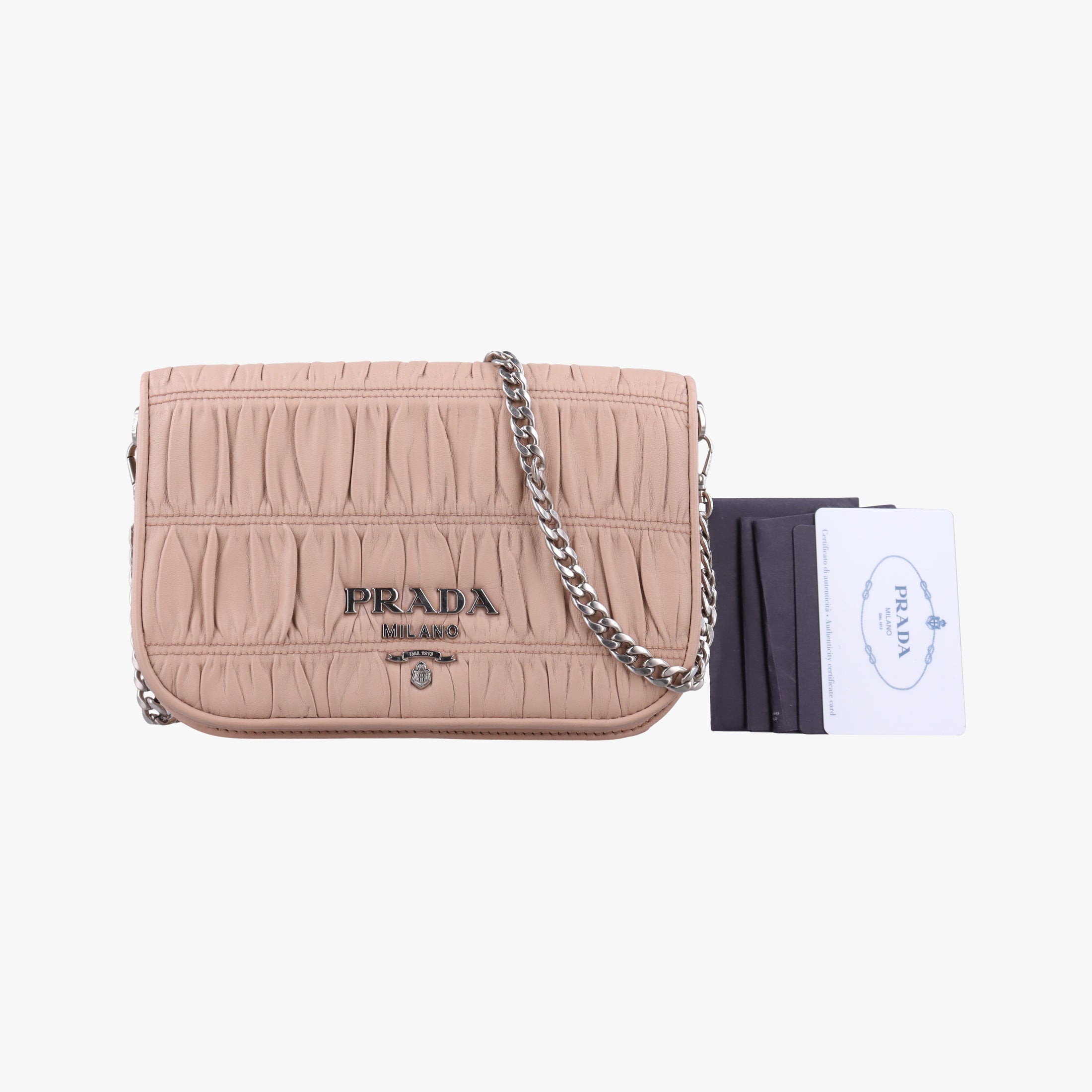 Pre-owned Prada Gaufre Pink Leather 1BD137 shoulderbag | stylenewstar