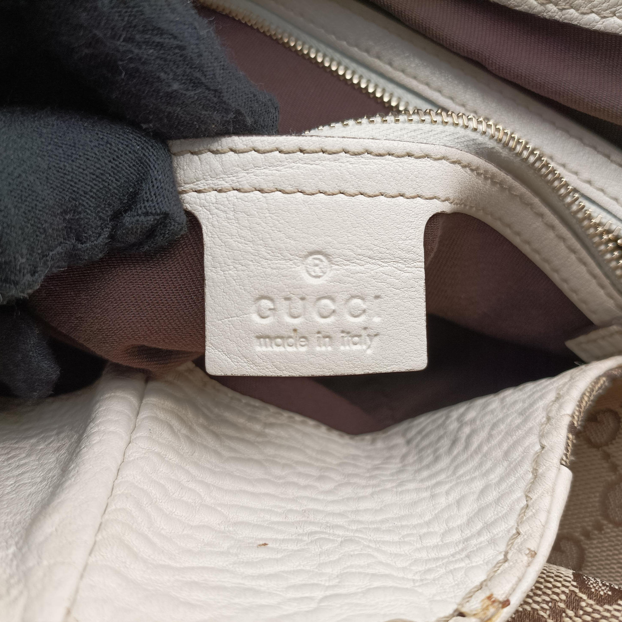 Vintage Gucci Charlotte Brown×White canvas×leather 203504 handbag | stylenewstar