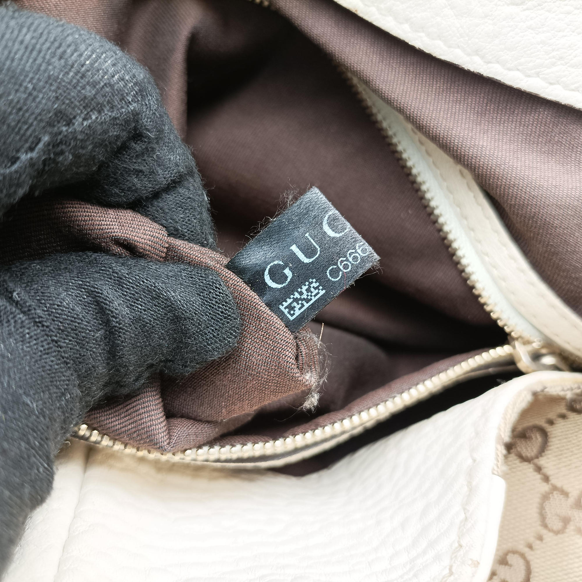 Vintage Gucci Charlotte Brown×White canvas×leather 203504 handbag | stylenewstar