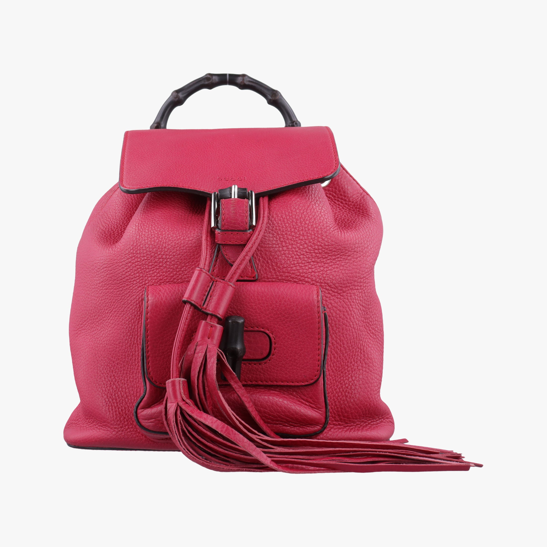 Pre-owned Gucci Bamboo fringe tassel Red Leather 387149 backpack/rucksack | stylenewstar