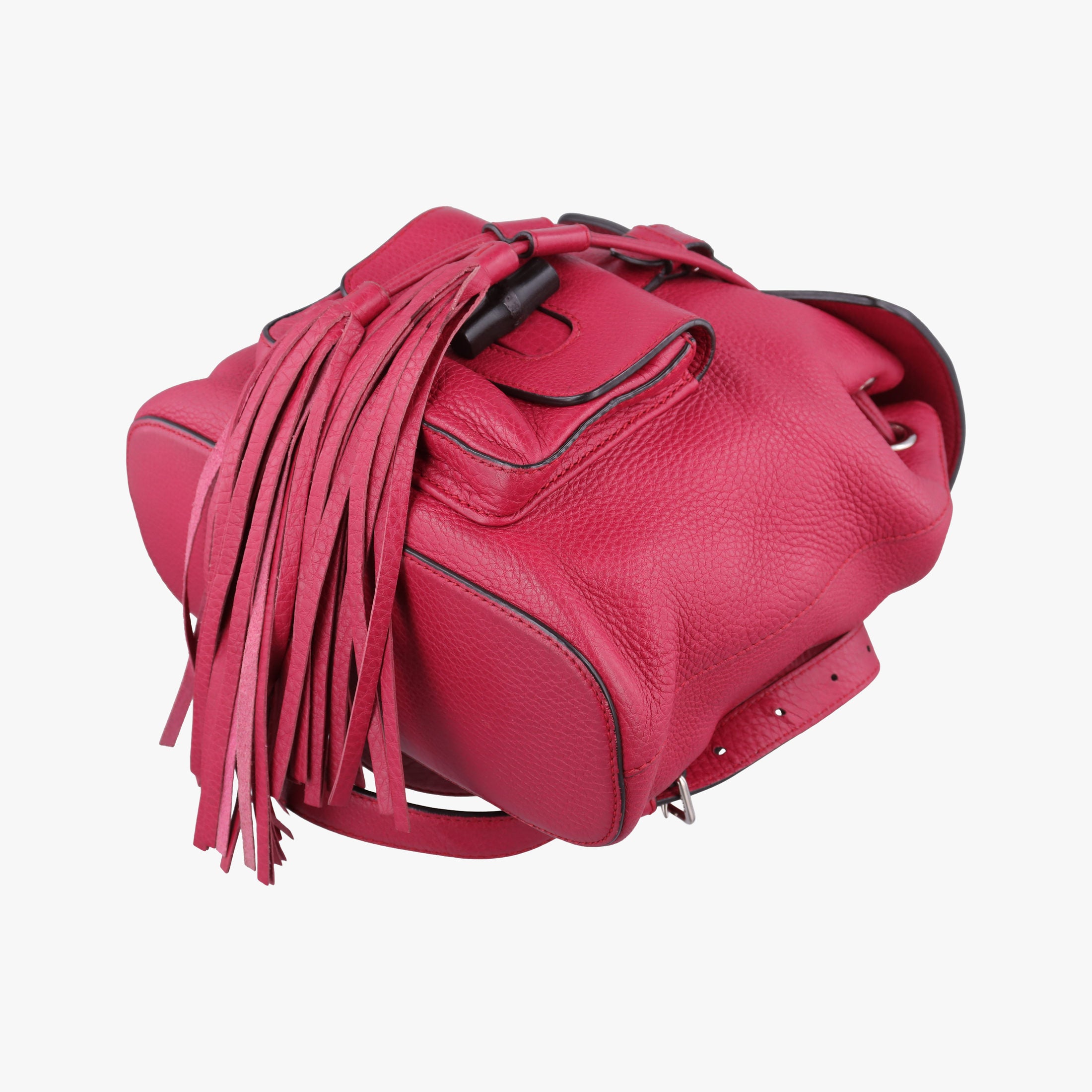 Pre-owned Gucci Bamboo fringe tassel Red Leather 387149 backpack/rucksack | stylenewstar
