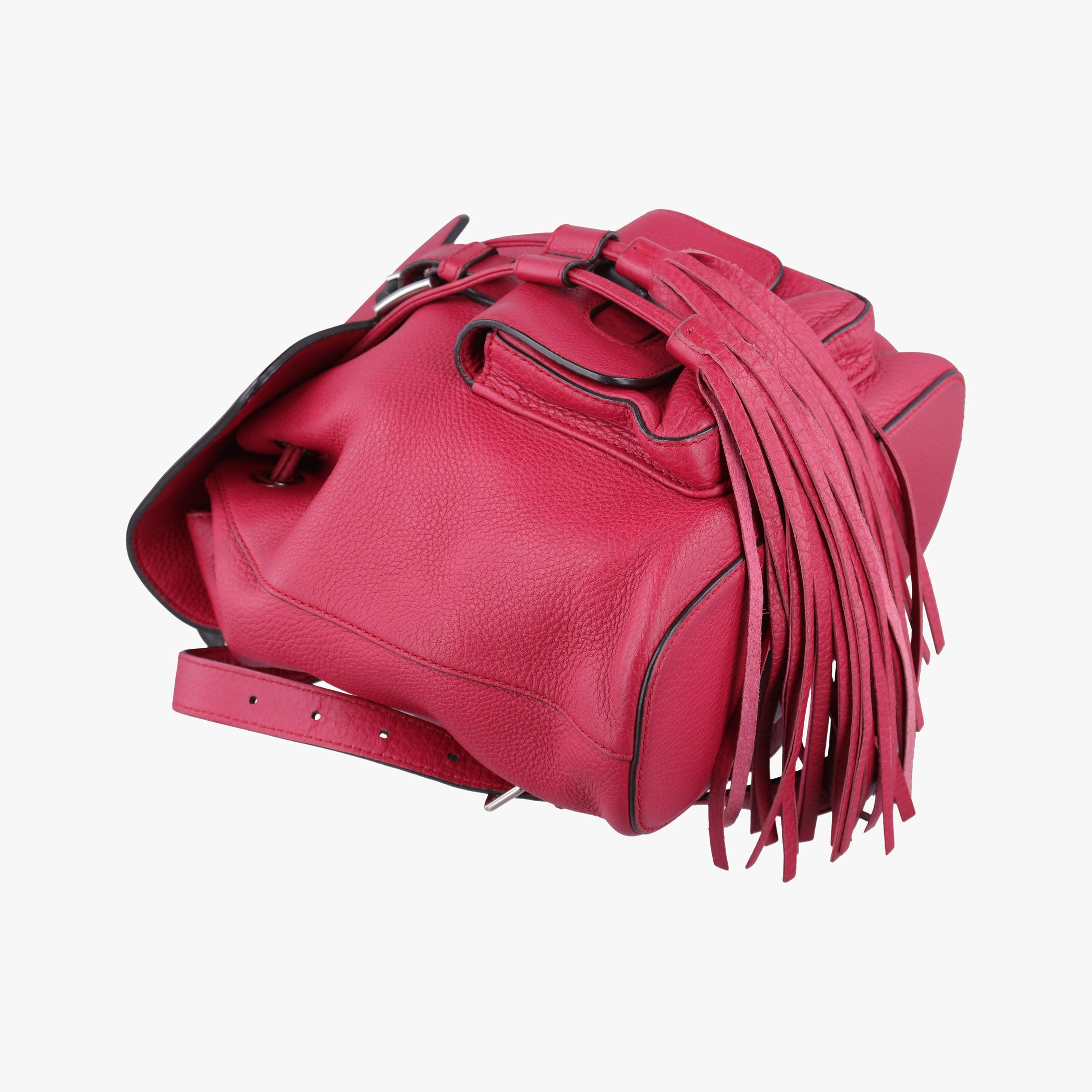 Pre-owned Gucci Bamboo fringe tassel Red Leather 387149 backpack/rucksack | stylenewstar