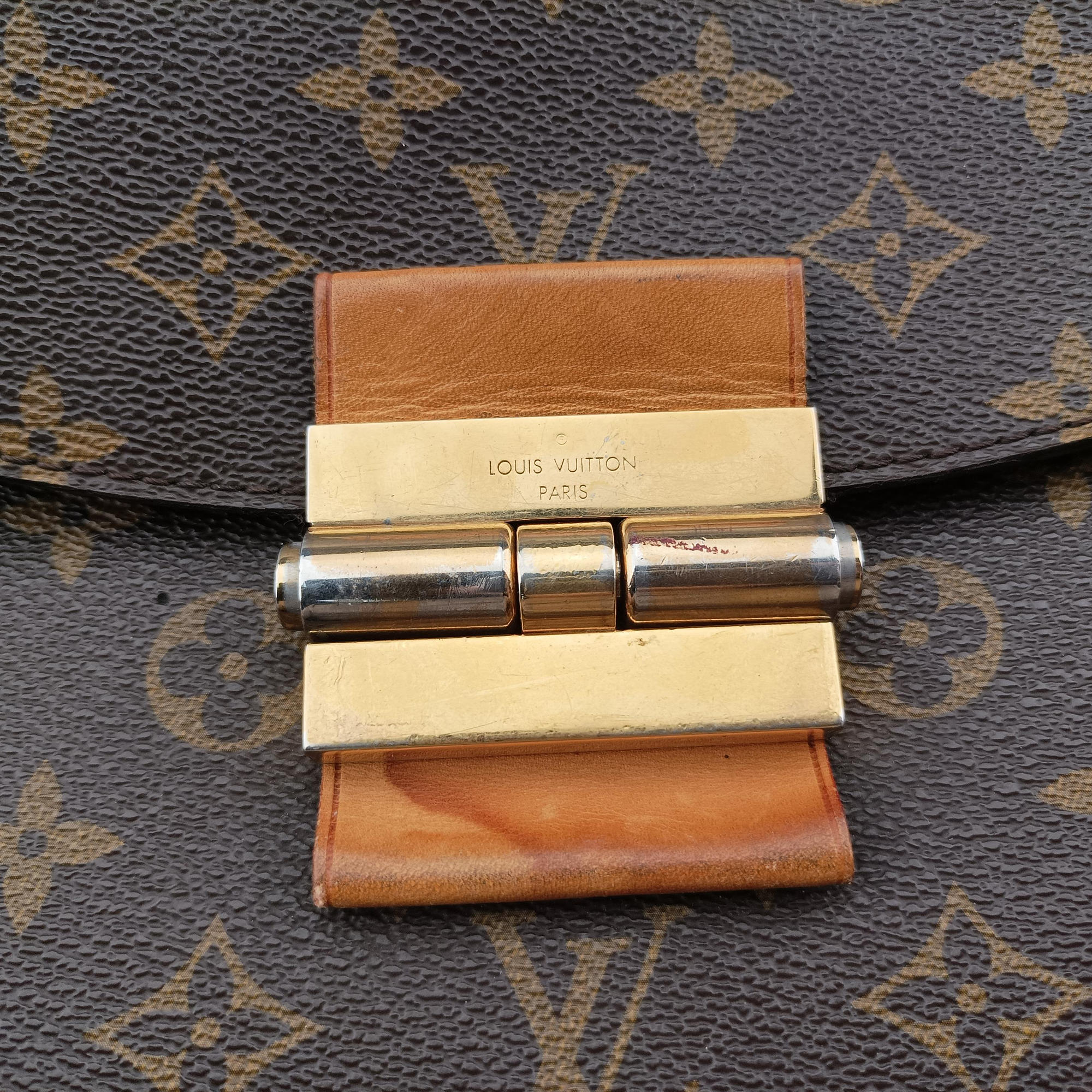 Vintage Louis Vuitton OLYMPE brown×AURORE Monogram Canvas×calf leather M40816 shoulderbag | stylenewstar