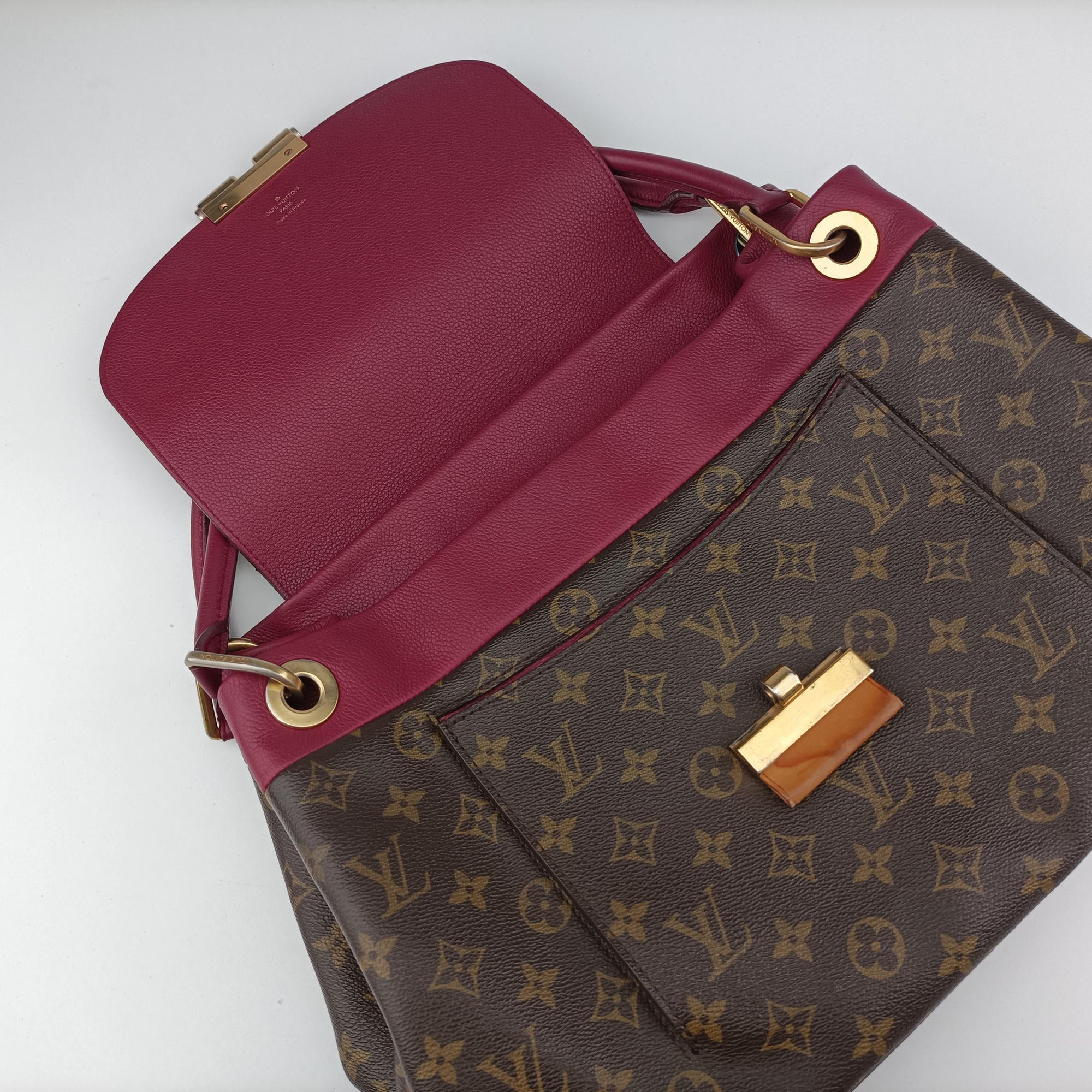 Vintage Louis Vuitton OLYMPE brown×AURORE Monogram Canvas×calf leather M40816 shoulderbag | stylenewstar