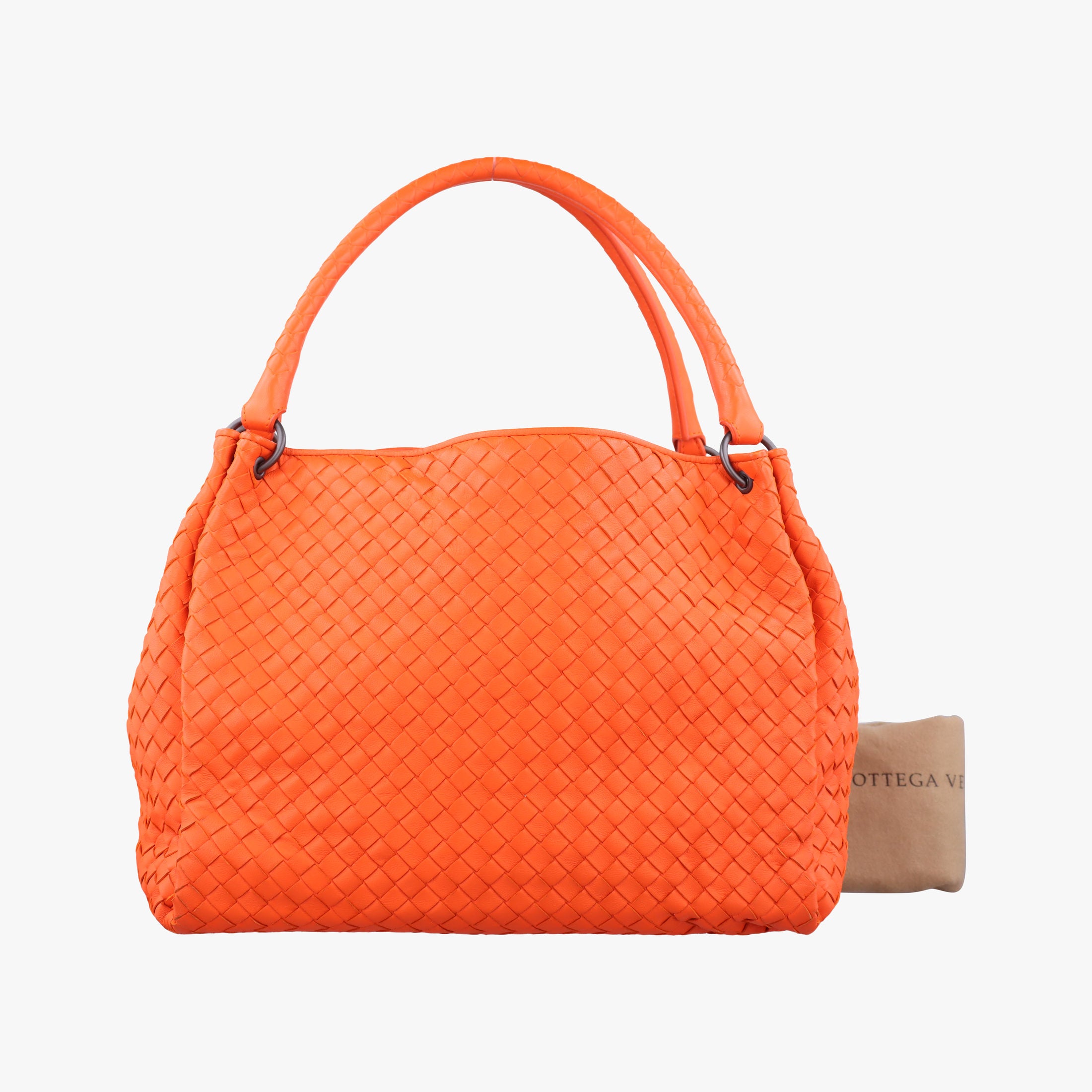 Pre-owned Bottega Veneta Parachute Intrecciato Orange lambskin  shoulderbag | stylenewstar