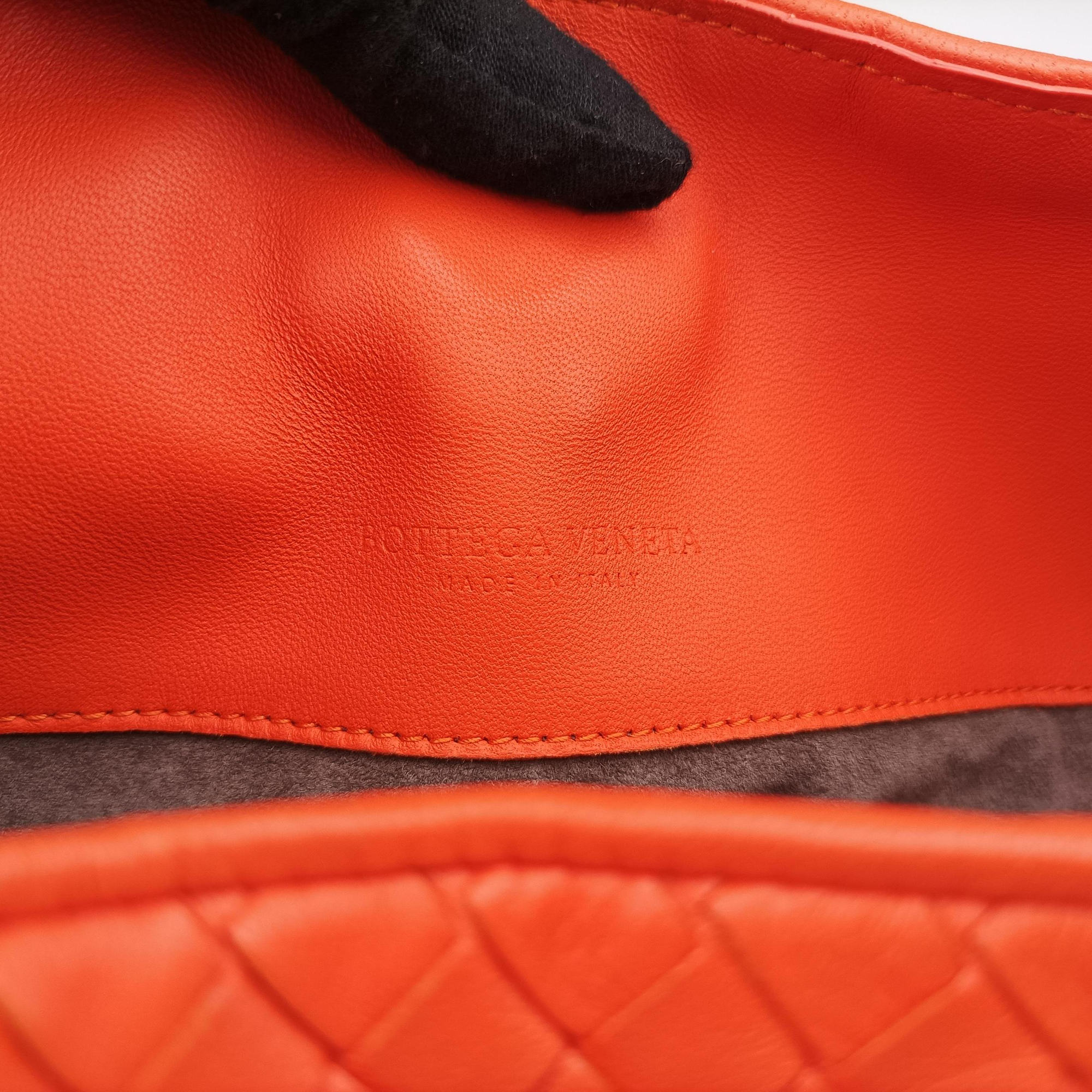 Pre-owned Bottega Veneta Parachute Intrecciato Orange lambskin  shoulderbag | stylenewstar