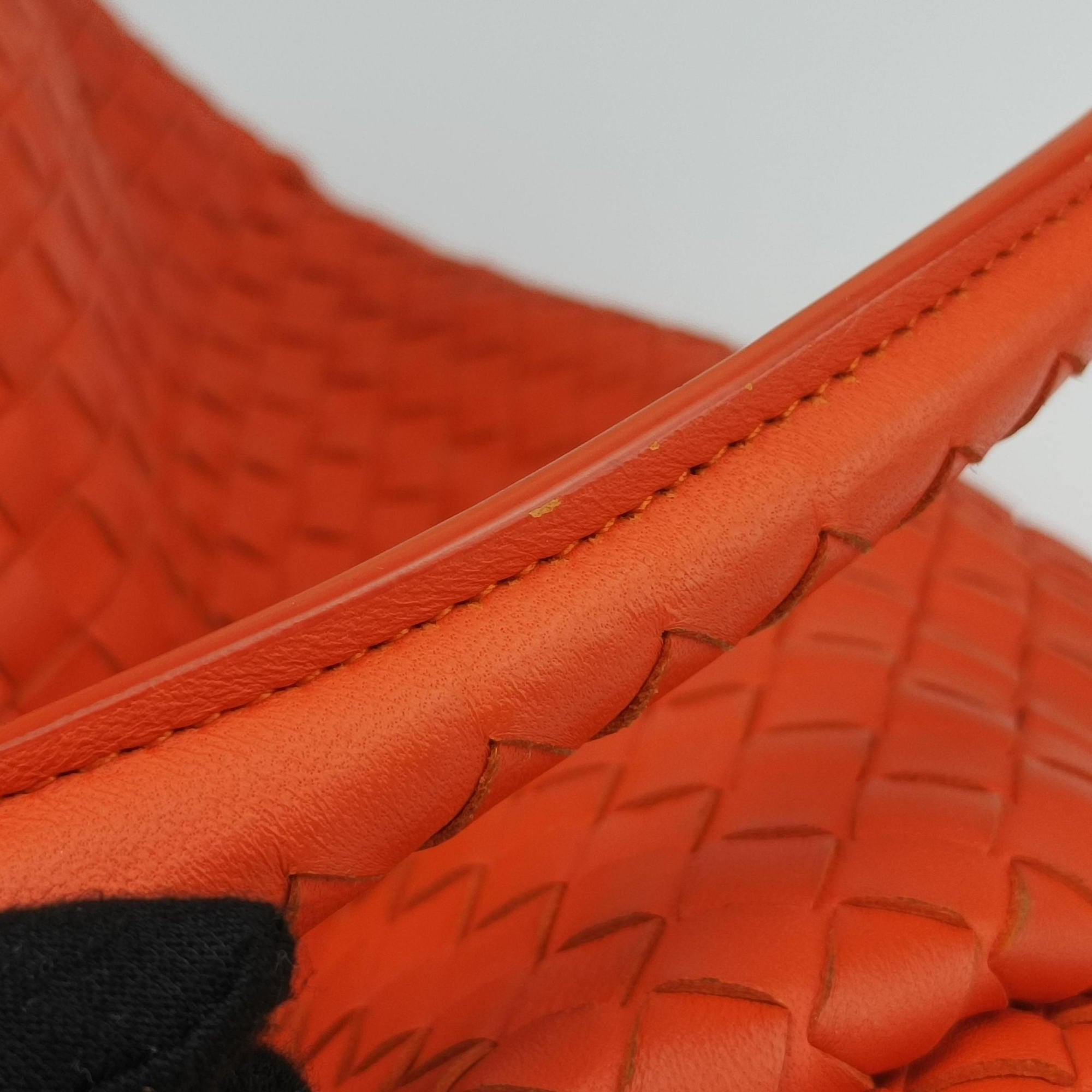 Pre-owned Bottega Veneta Parachute Intrecciato Orange lambskin  shoulderbag | stylenewstar