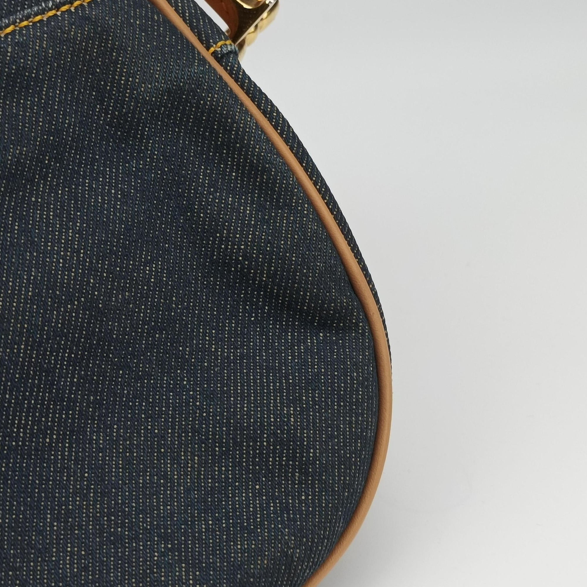Pre-owned Christian Dior saddle Navy×Beige Denim×leather  handbag | stylenewstar
