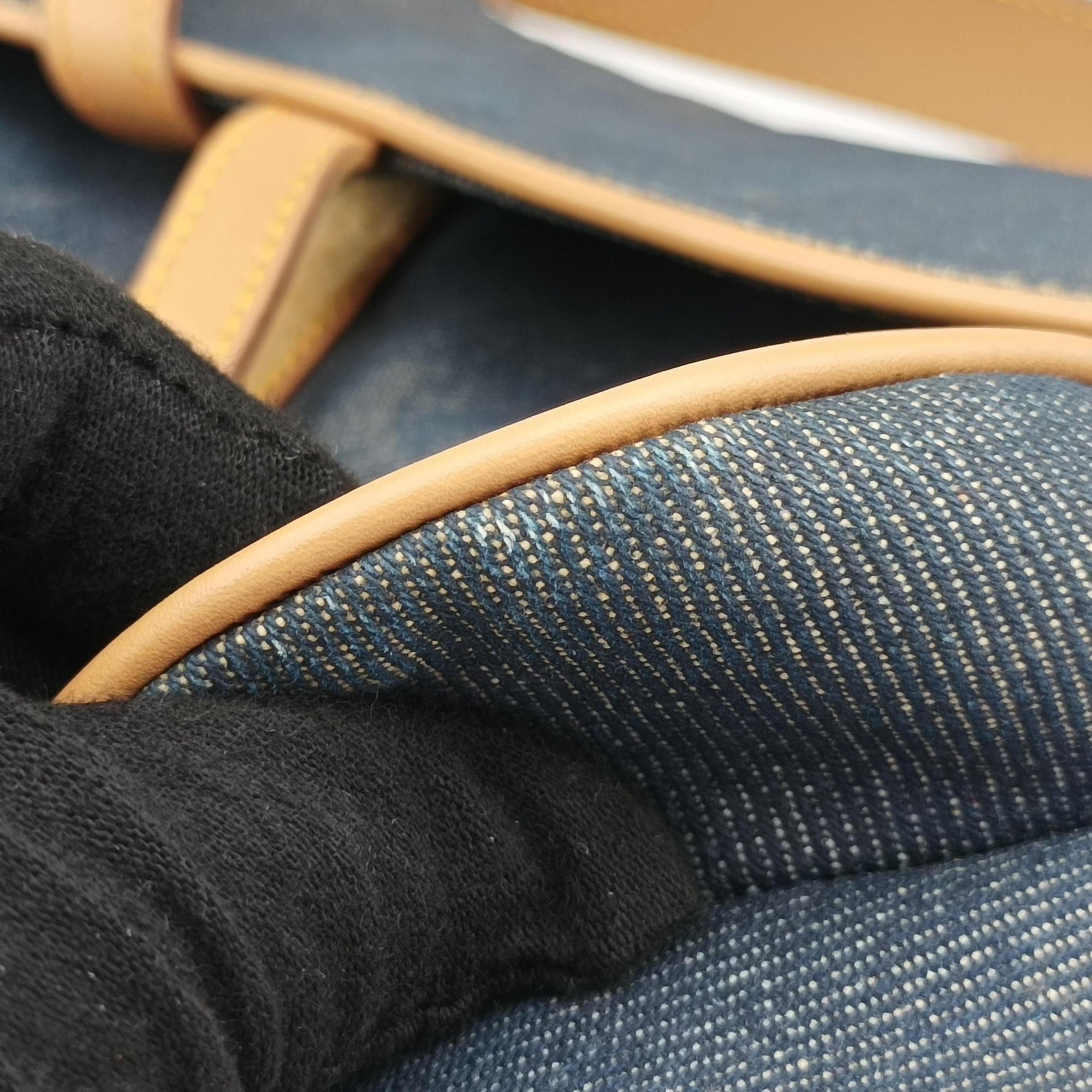 Pre-owned Christian Dior saddle Navy×Beige Denim×leather  handbag | stylenewstar