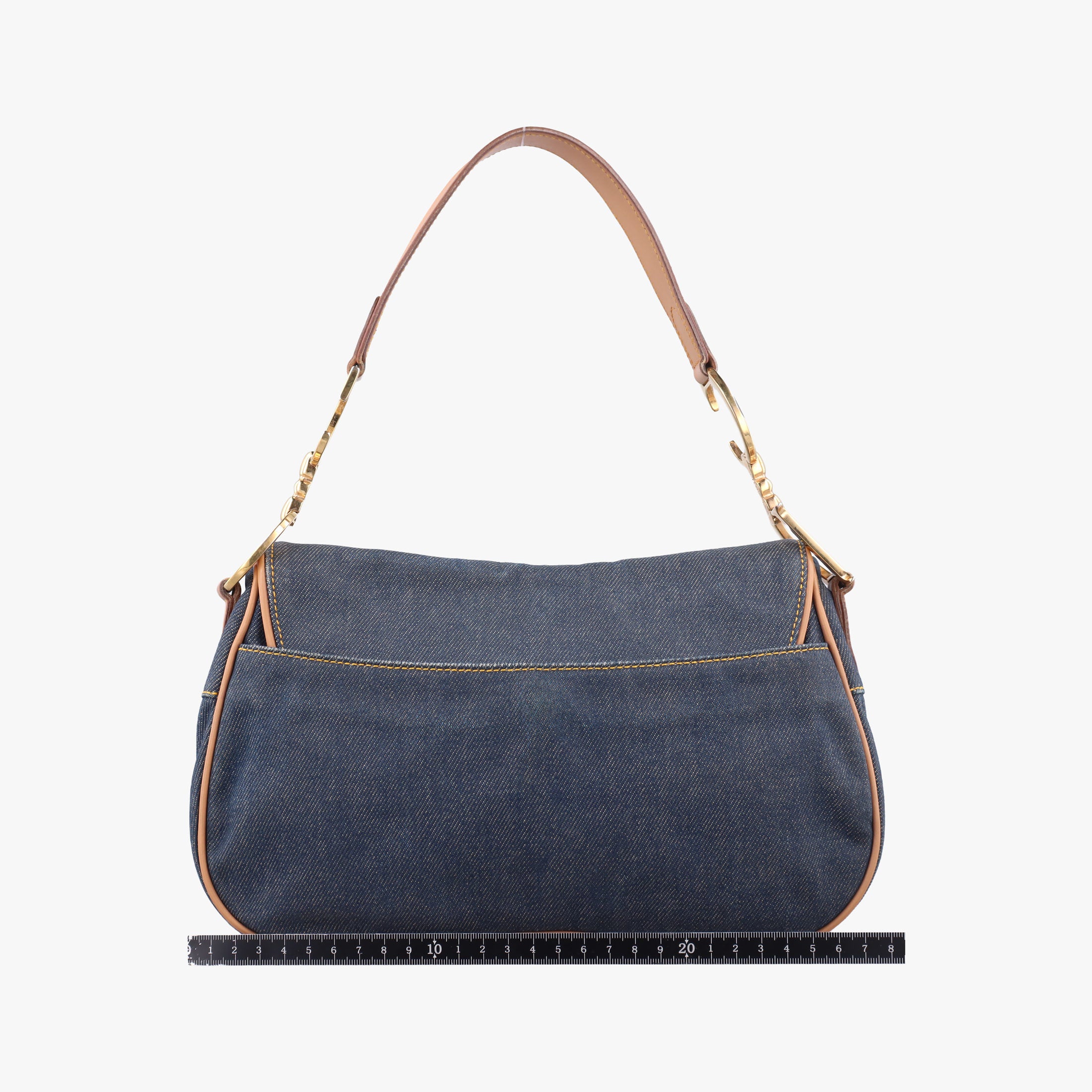 Pre-owned Christian Dior saddle Navy×Beige Denim×leather  handbag | stylenewstar