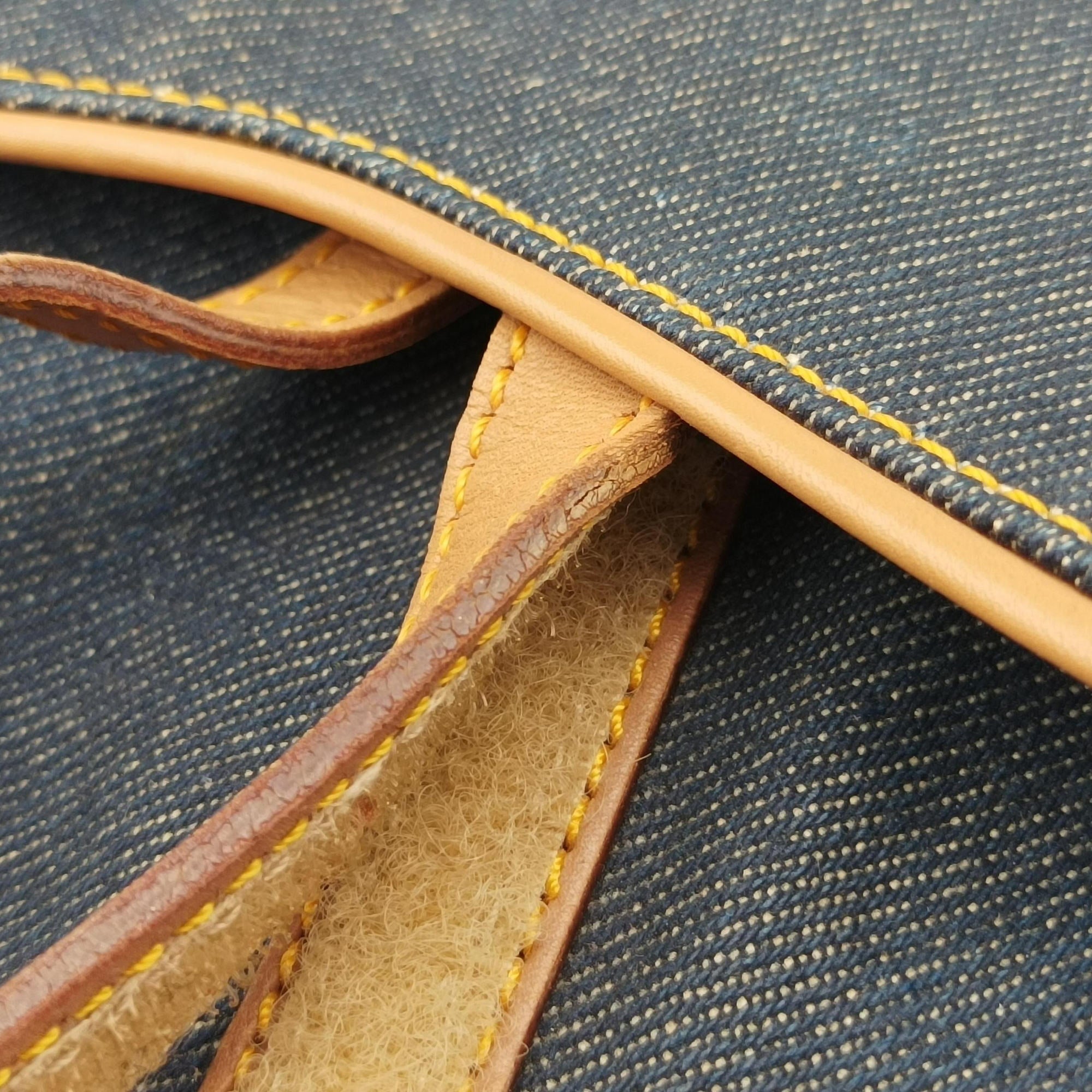 Pre-owned Christian Dior saddle Navy×Beige Denim×leather  handbag | stylenewstar