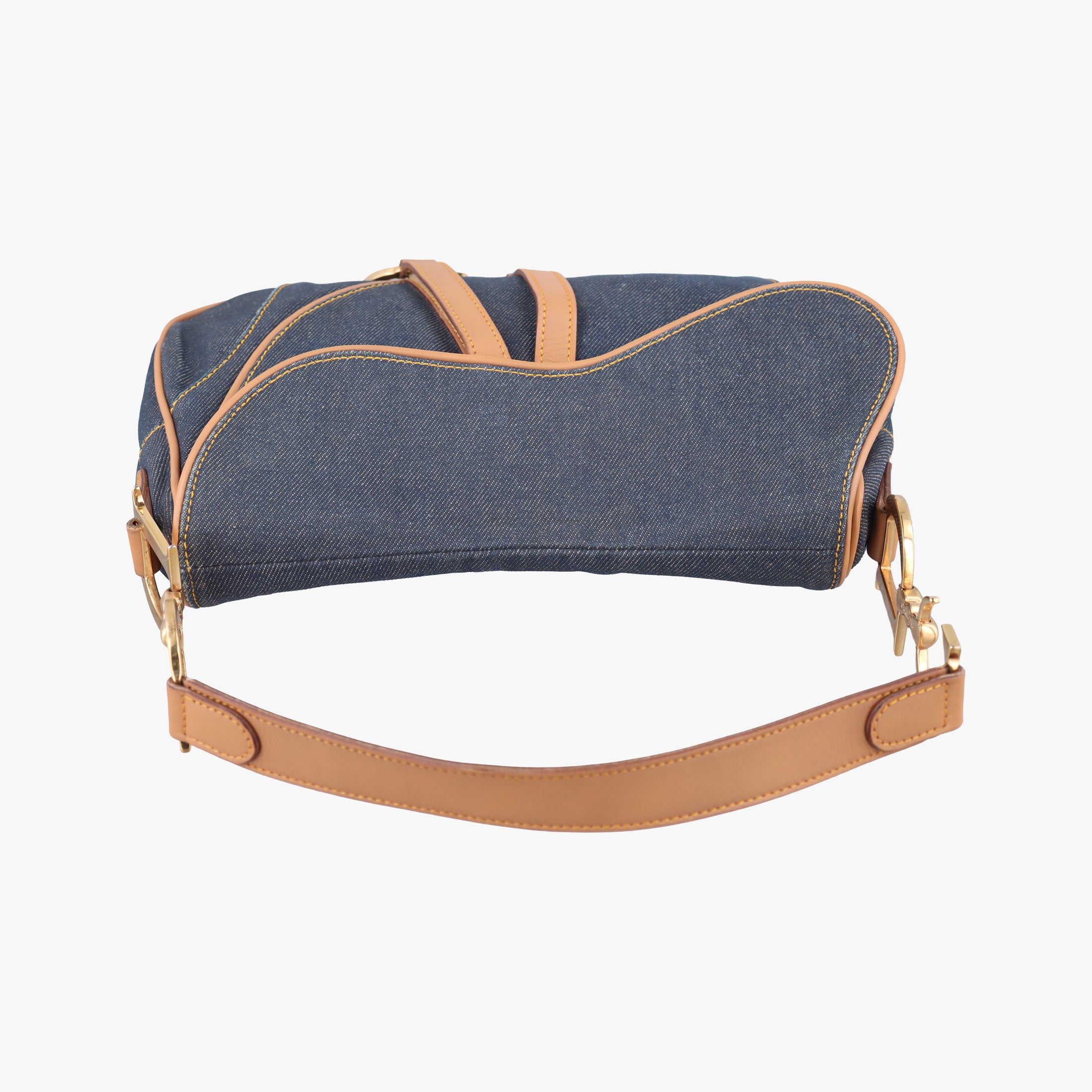Pre-owned Christian Dior saddle Navy×Beige Denim×leather  handbag | stylenewstar