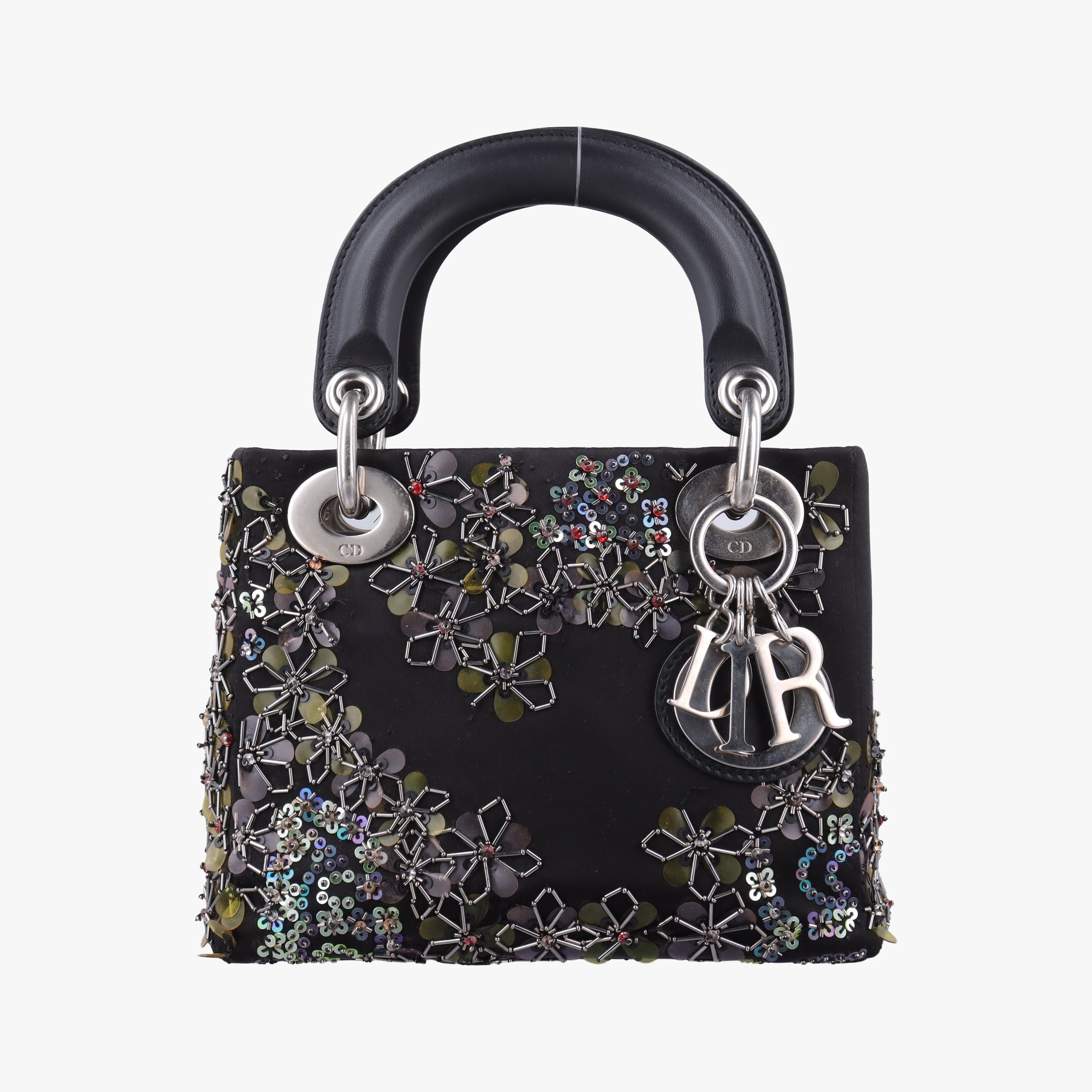 Pre-owned Christian Dior Lady Dior Black Silk × Leather  handbag | stylenewstar
