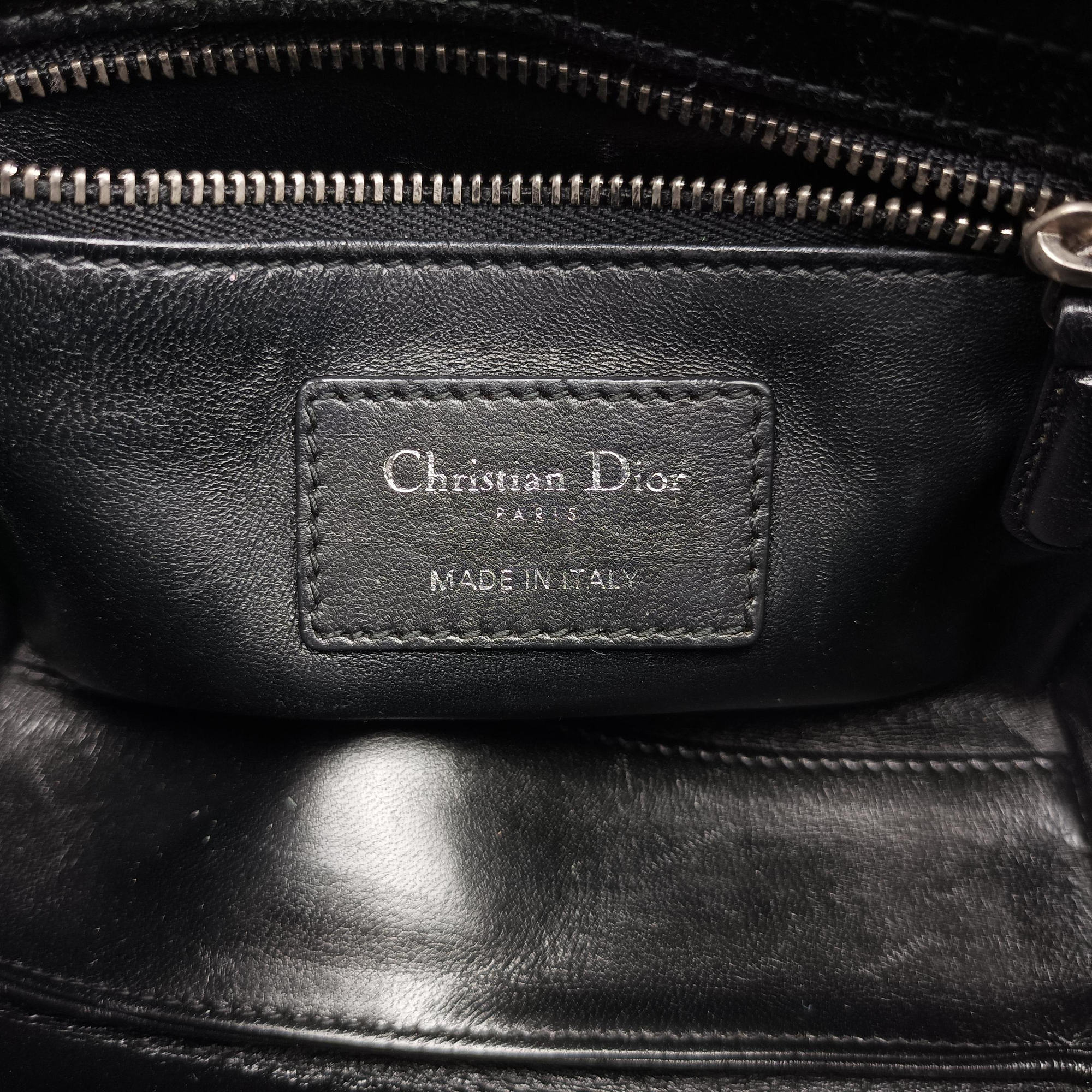 Pre-owned Christian Dior Lady Dior Black Silk × Leather  handbag | stylenewstar
