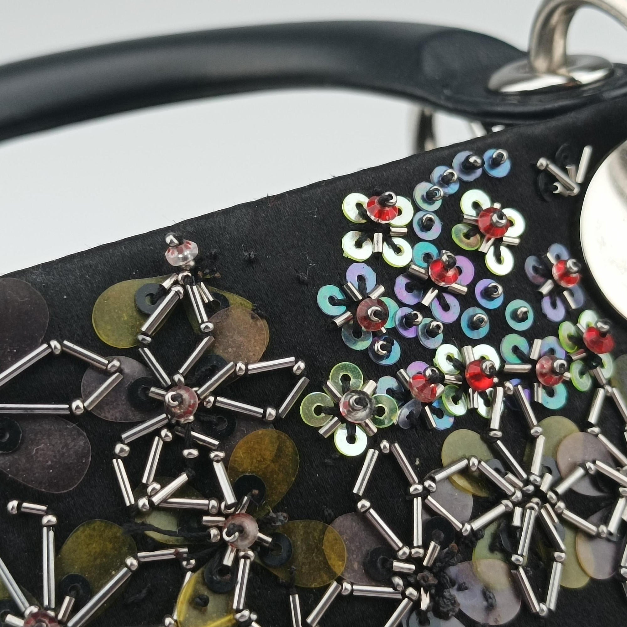 Pre-owned Christian Dior Lady Dior Black Silk × Leather  handbag | stylenewstar