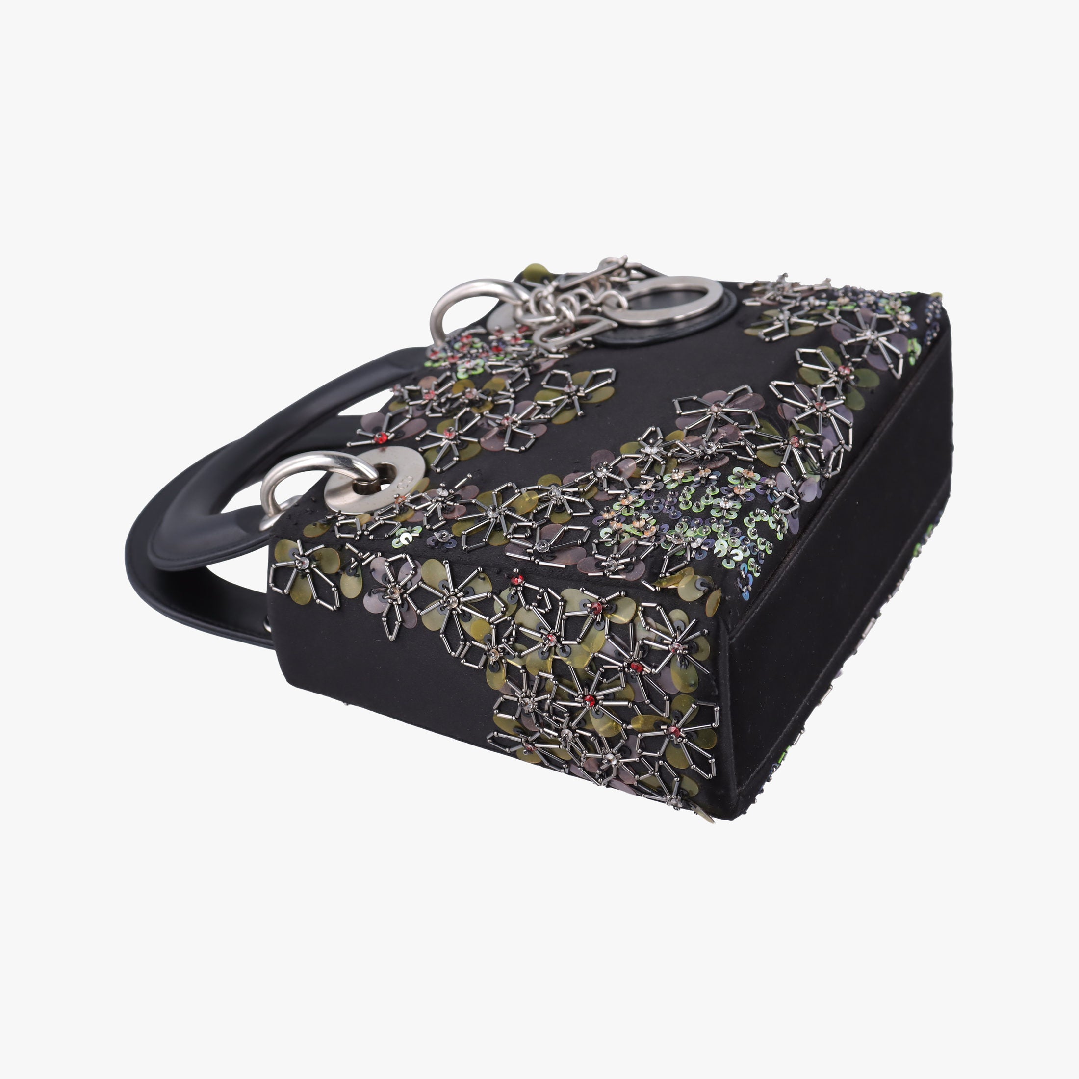 Pre-owned Christian Dior Lady Dior Black Silk × Leather  handbag | stylenewstar