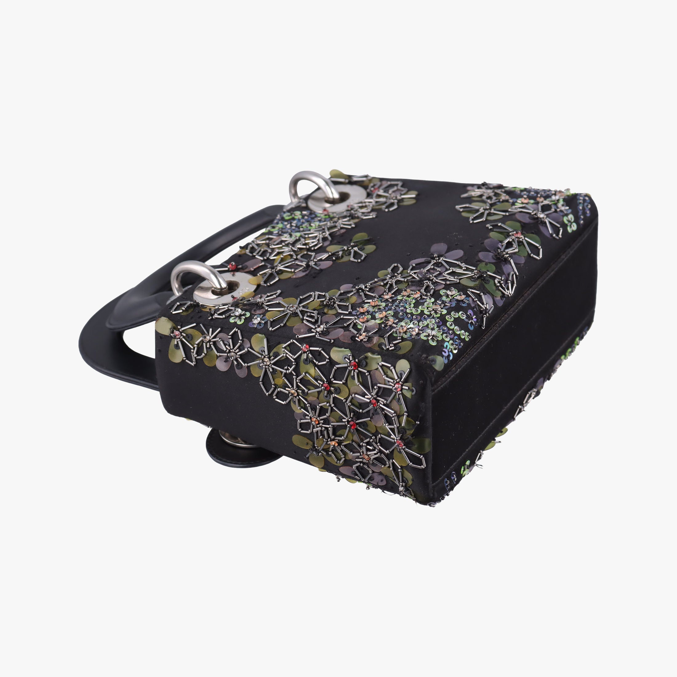 Pre-owned Christian Dior Lady Dior Black Silk × Leather  handbag | stylenewstar