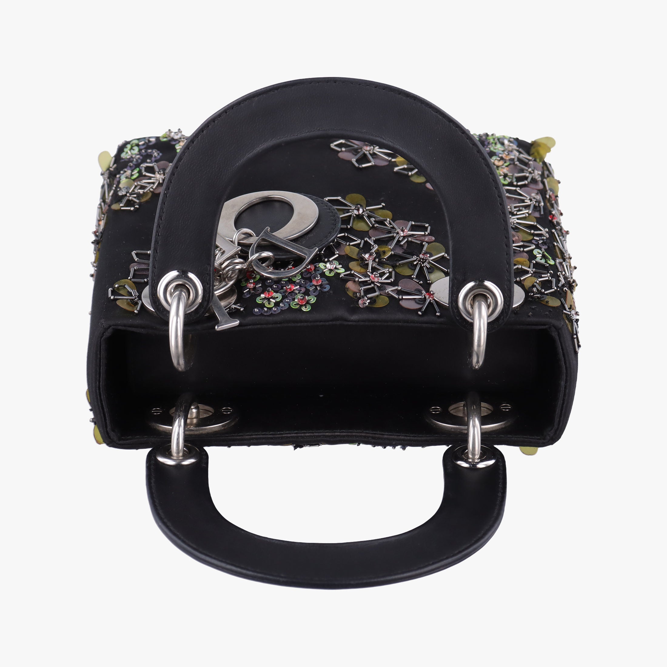 Pre-owned Christian Dior Lady Dior Black Silk × Leather  handbag | stylenewstar