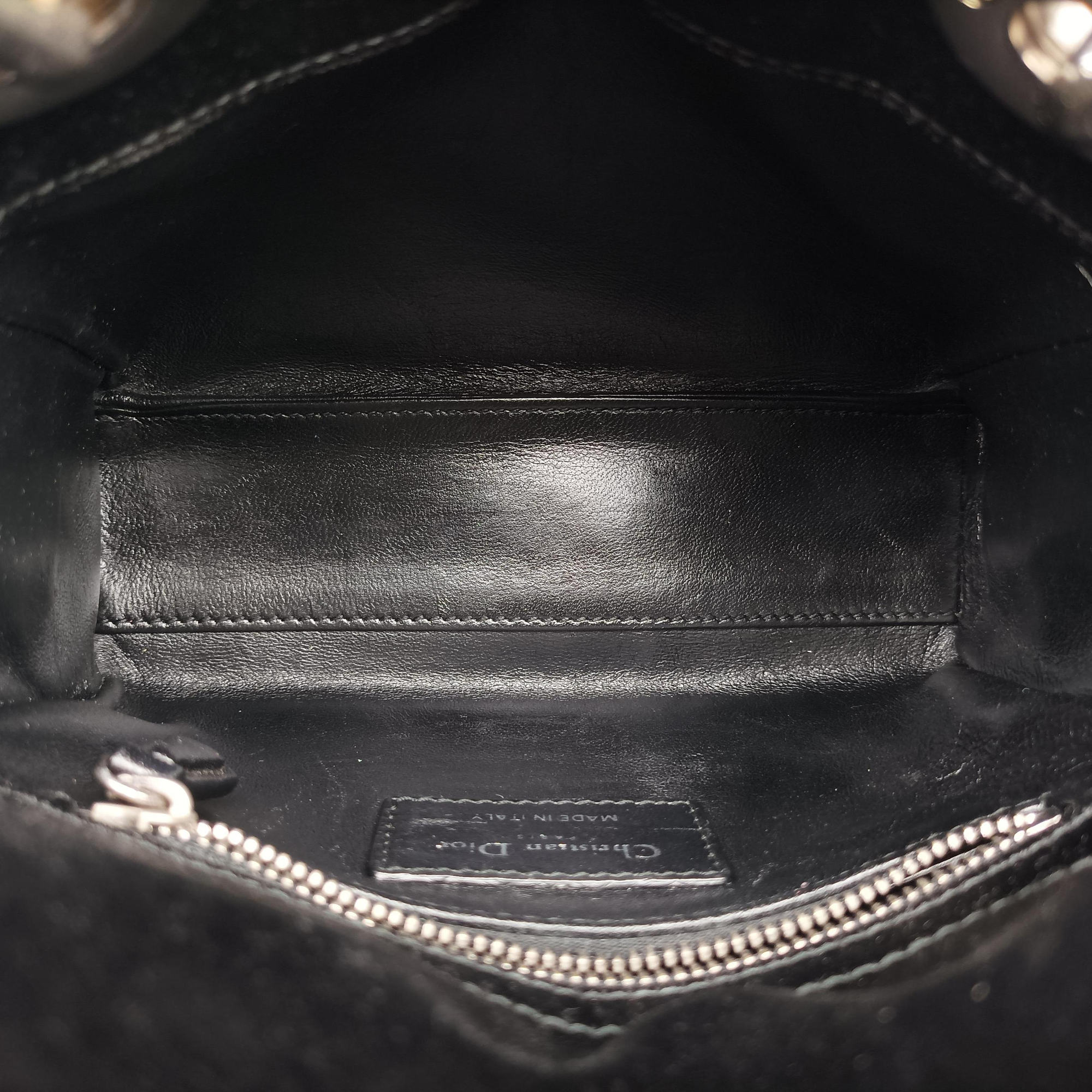 Pre-owned Christian Dior Lady Dior Black Silk × Leather  handbag | stylenewstar