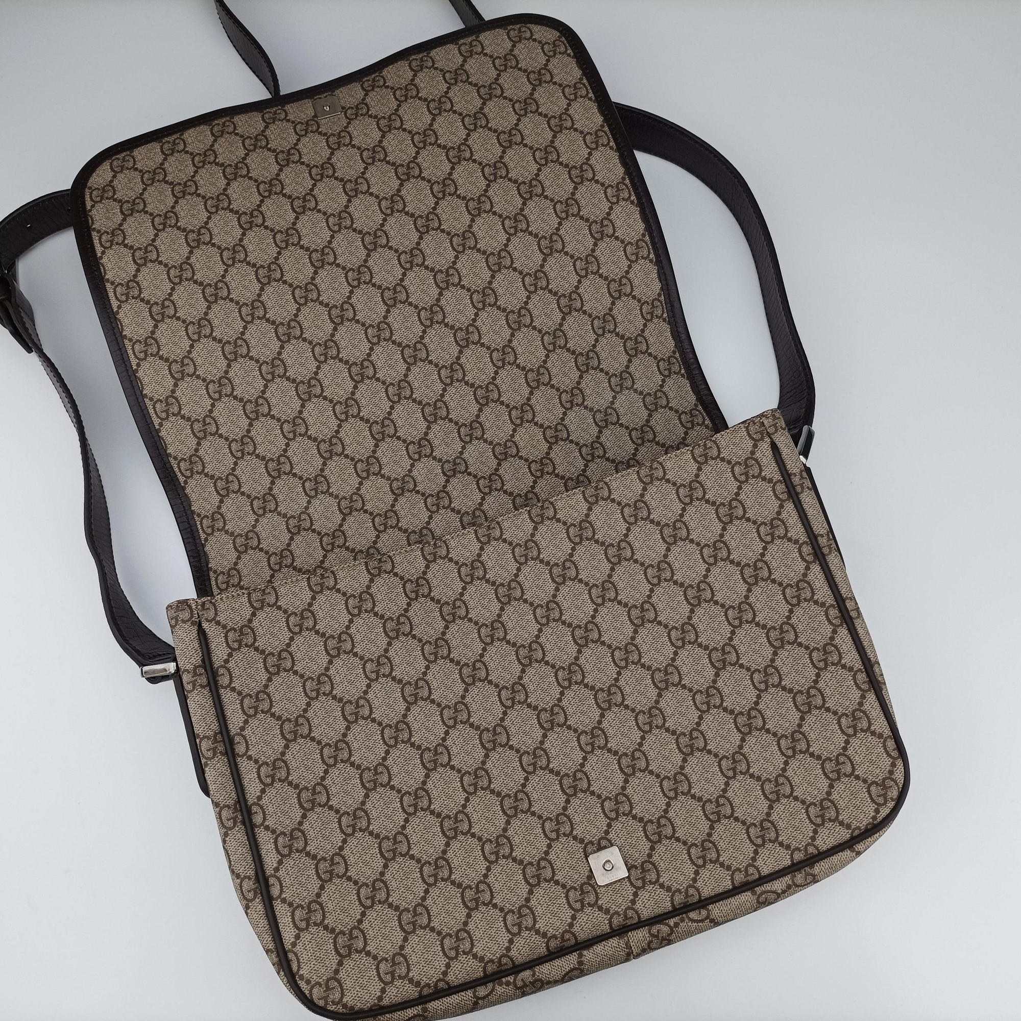 Pre-owned Gucci Sherry Line Brown×red×green PVC coated canvas×Leather 180692 shoulderbag | stylenewstar