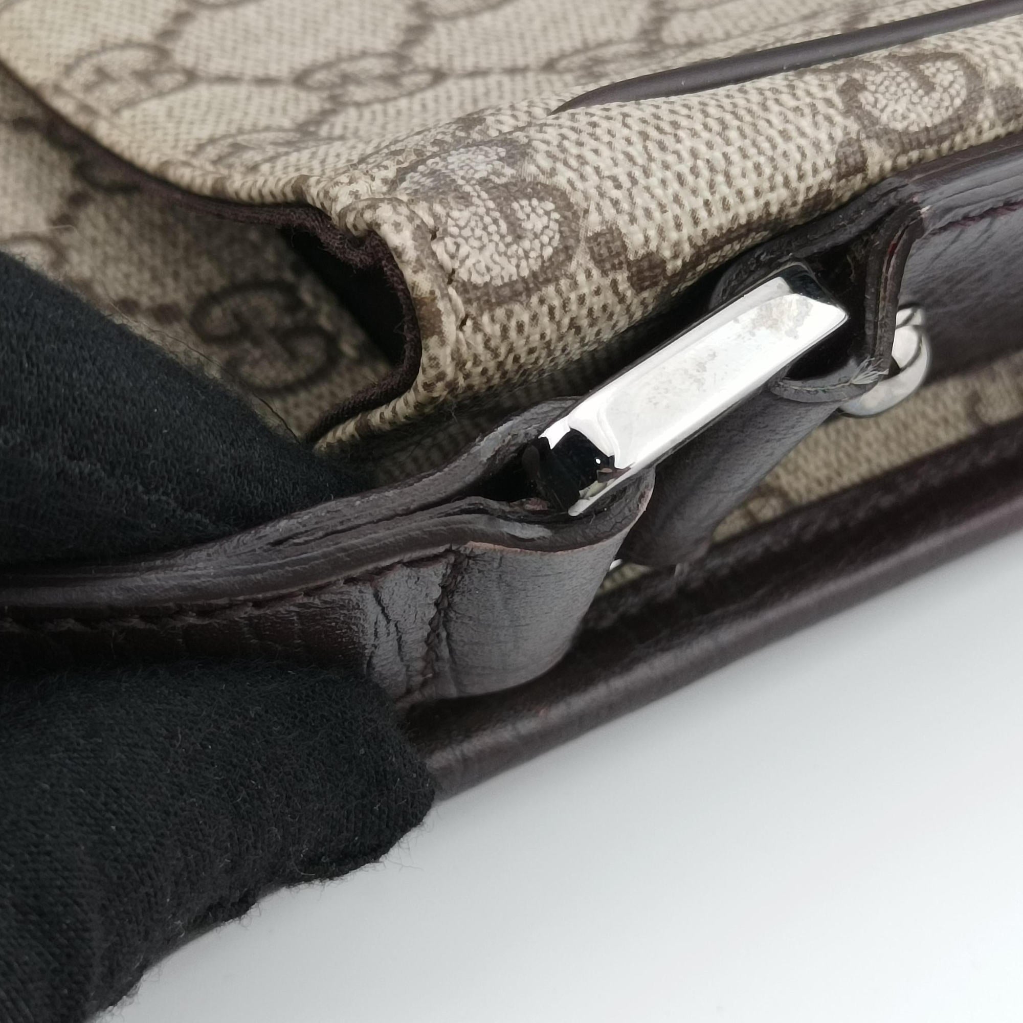 Pre-owned Gucci Sherry Line Brown×red×green PVC coated canvas×Leather 180692 shoulderbag | stylenewstar