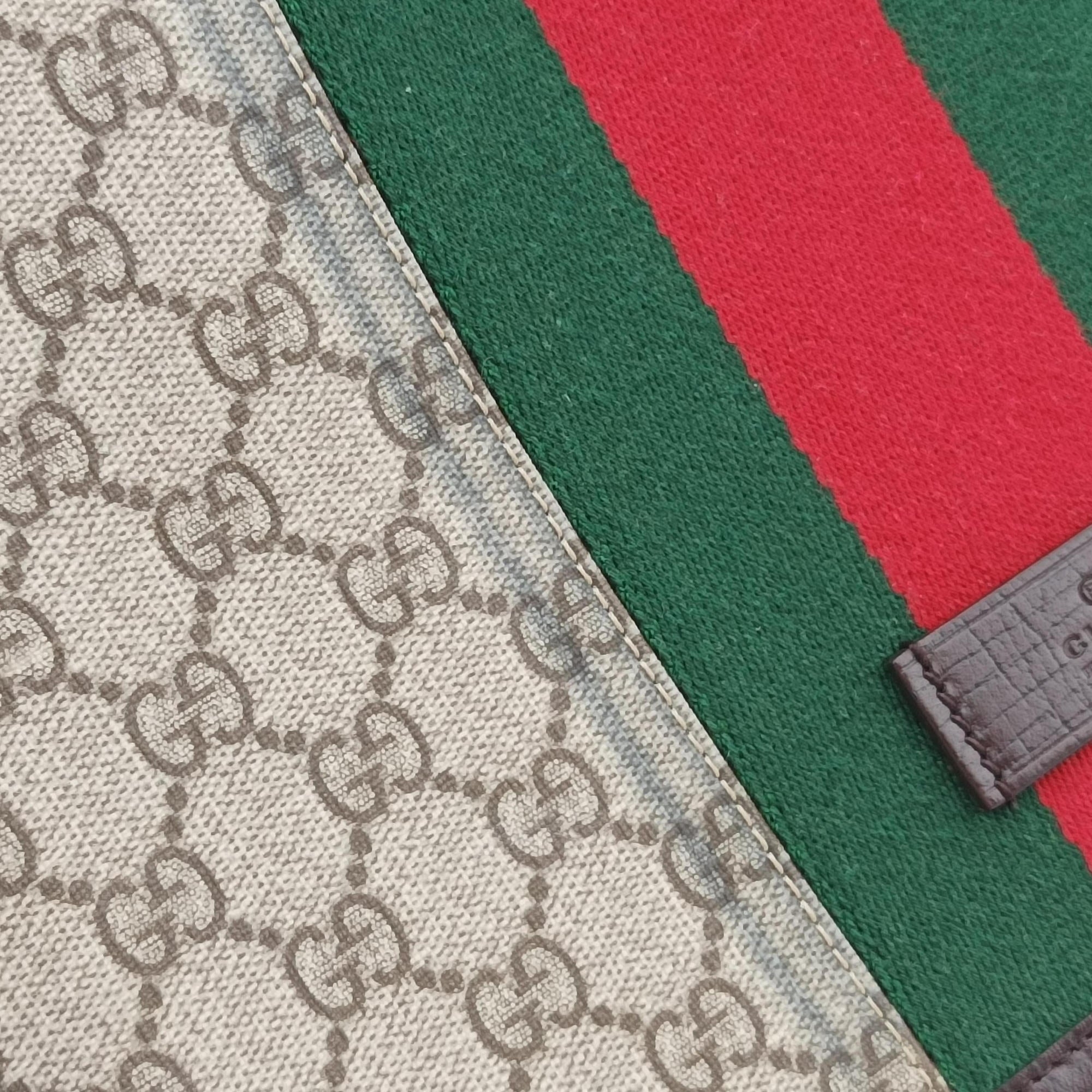Pre-owned Gucci Sherry Line Brown×red×green PVC coated canvas×Leather 180692 shoulderbag | stylenewstar