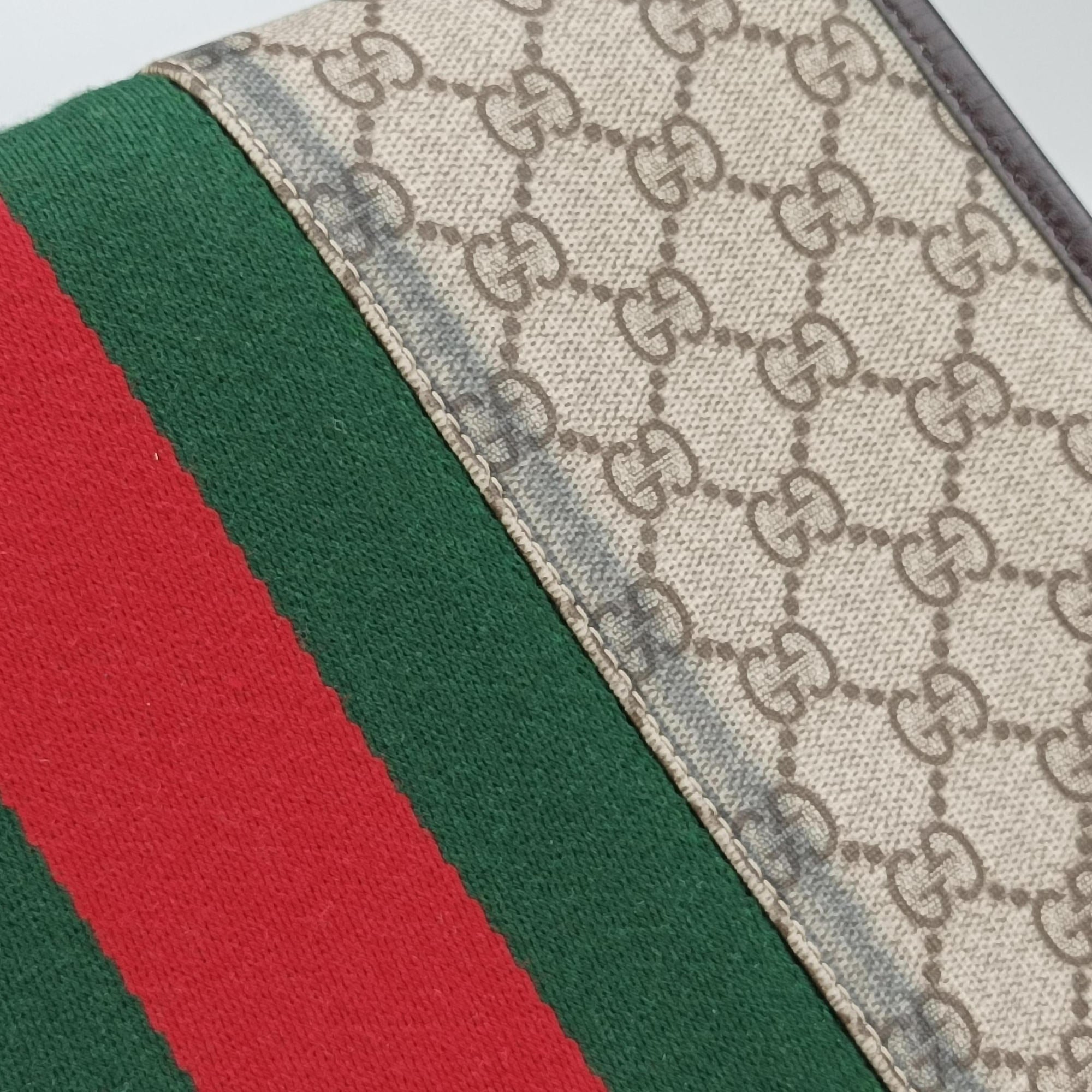 Pre-owned Gucci Sherry Line Brown×red×green PVC coated canvas×Leather 180692 shoulderbag | stylenewstar