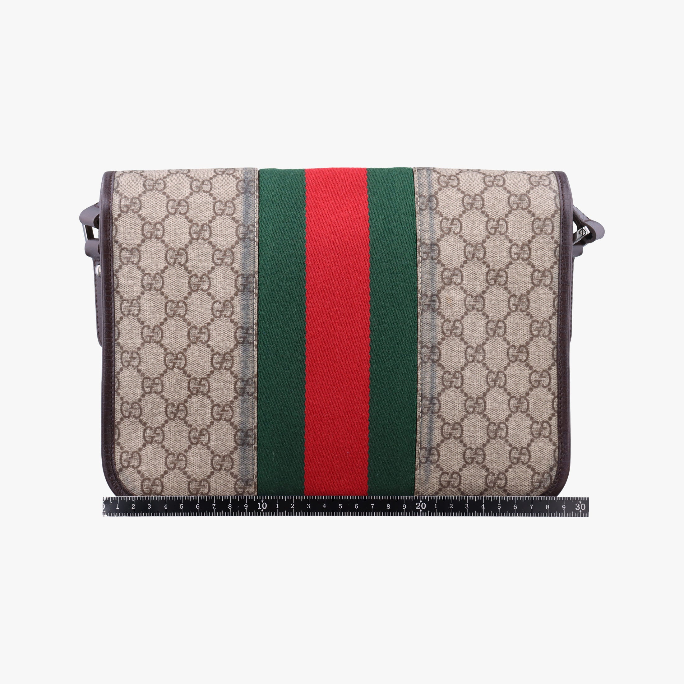 Pre-owned Gucci Sherry Line Brown×red×green PVC coated canvas×Leather 180692 shoulderbag | stylenewstar