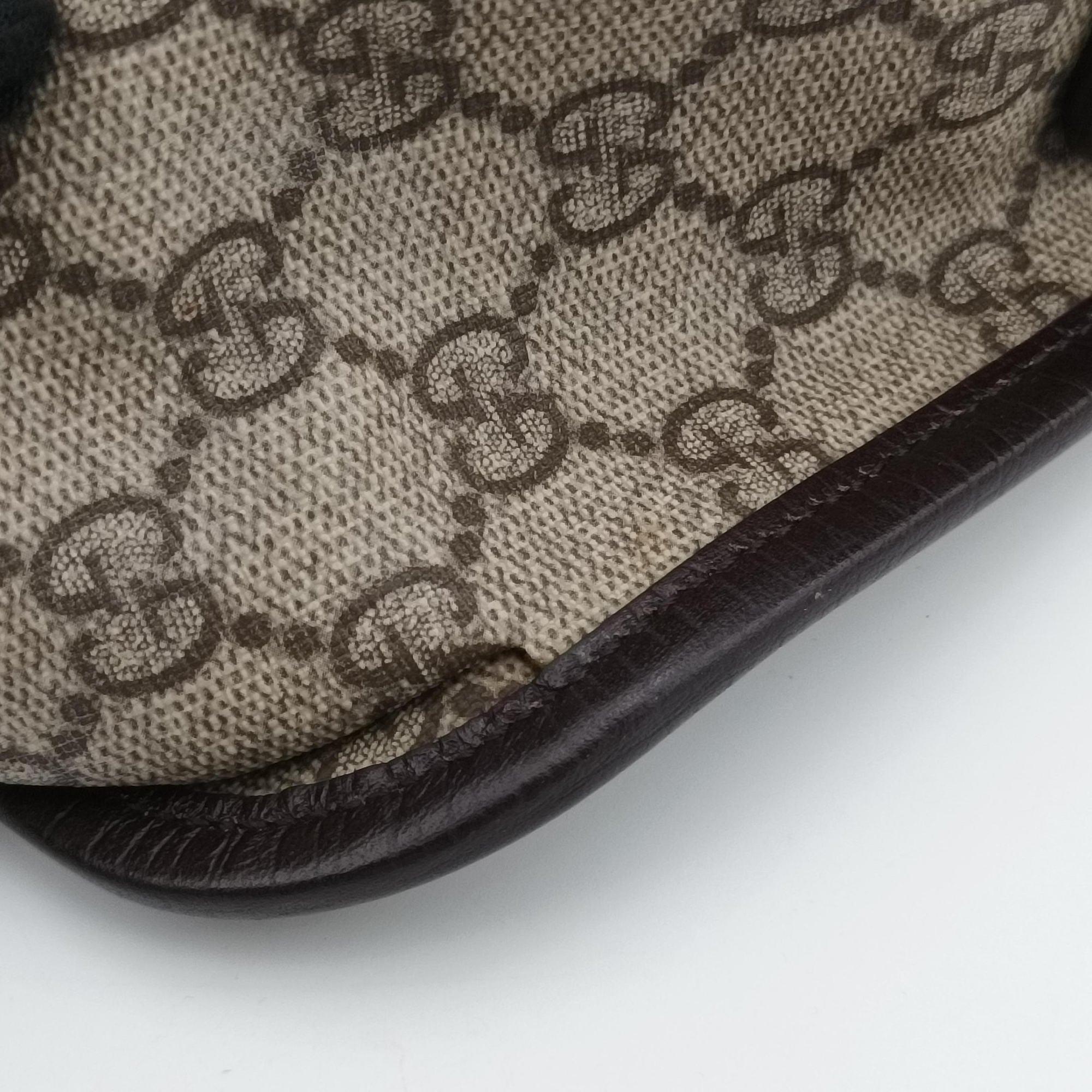 Pre-owned Gucci Sherry Line Brown×red×green PVC coated canvas×Leather 180692 shoulderbag | stylenewstar