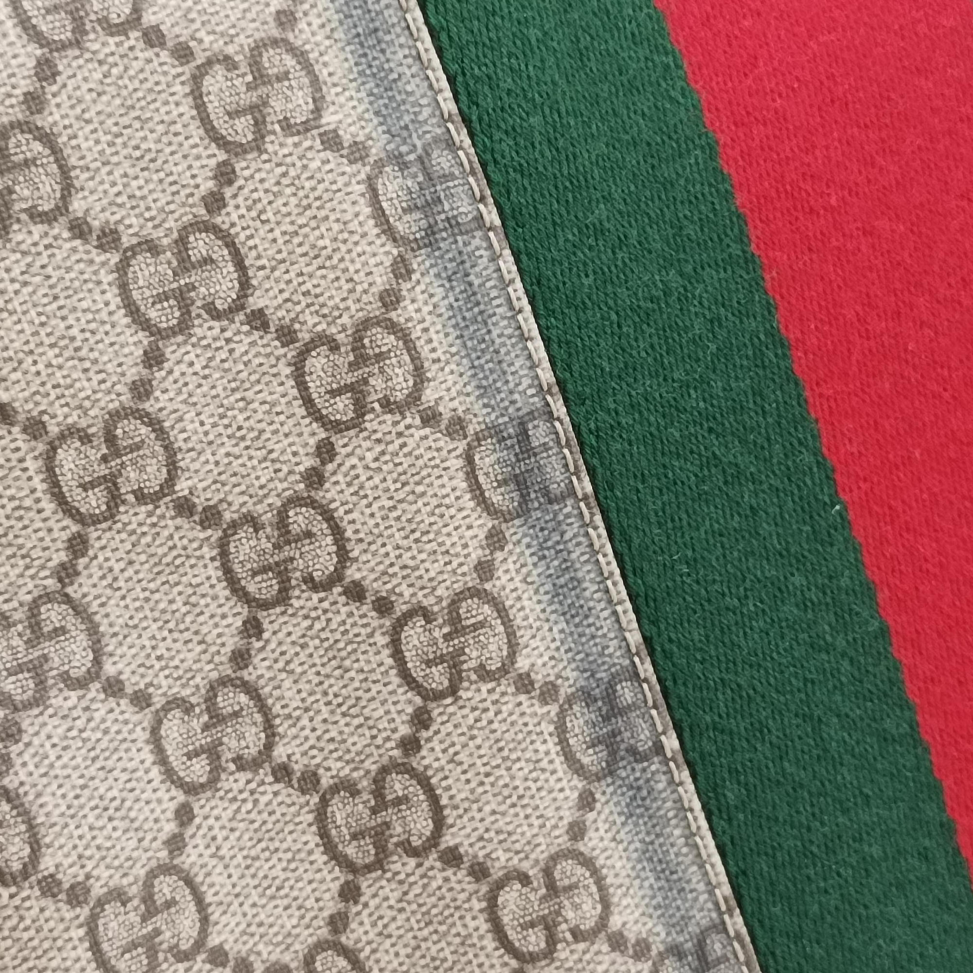 Pre-owned Gucci Sherry Line Brown×red×green PVC coated canvas×Leather 180692 shoulderbag | stylenewstar
